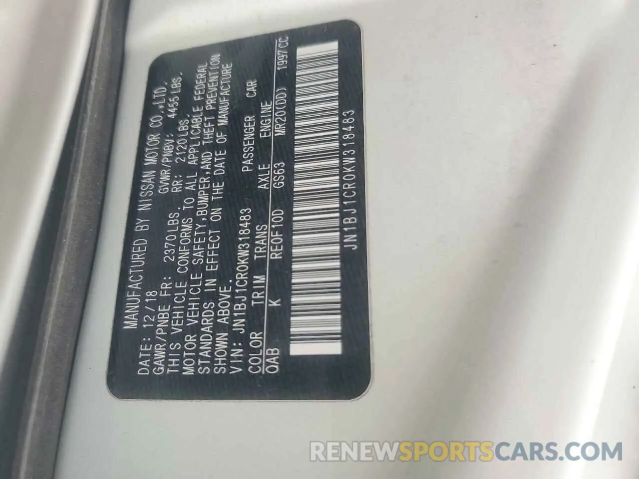 13 Photograph of a damaged car JN1BJ1CR0KW318483 NISSAN ROGUE 2019