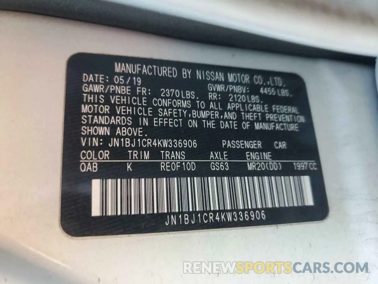 13 Photograph of a damaged car JN1BJ1CR4KW336906 NISSAN ROGUE 2019