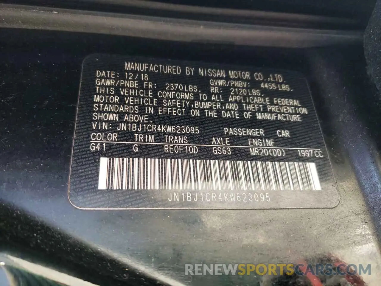 13 Photograph of a damaged car JN1BJ1CR4KW623095 NISSAN ROGUE 2019