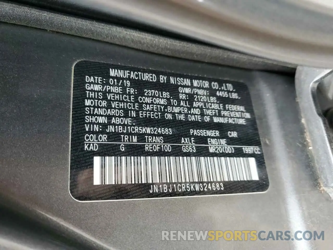14 Photograph of a damaged car JN1BJ1CR5KW324683 NISSAN ROGUE 2019