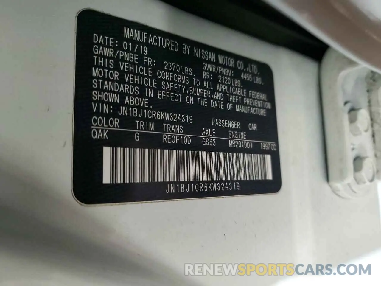 14 Photograph of a damaged car JN1BJ1CR6KW324319 NISSAN ROGUE 2019