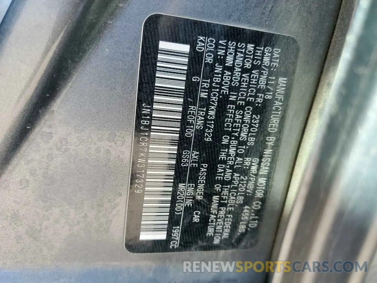 13 Photograph of a damaged car JN1BJ1CR7KW317329 NISSAN ROGUE 2019