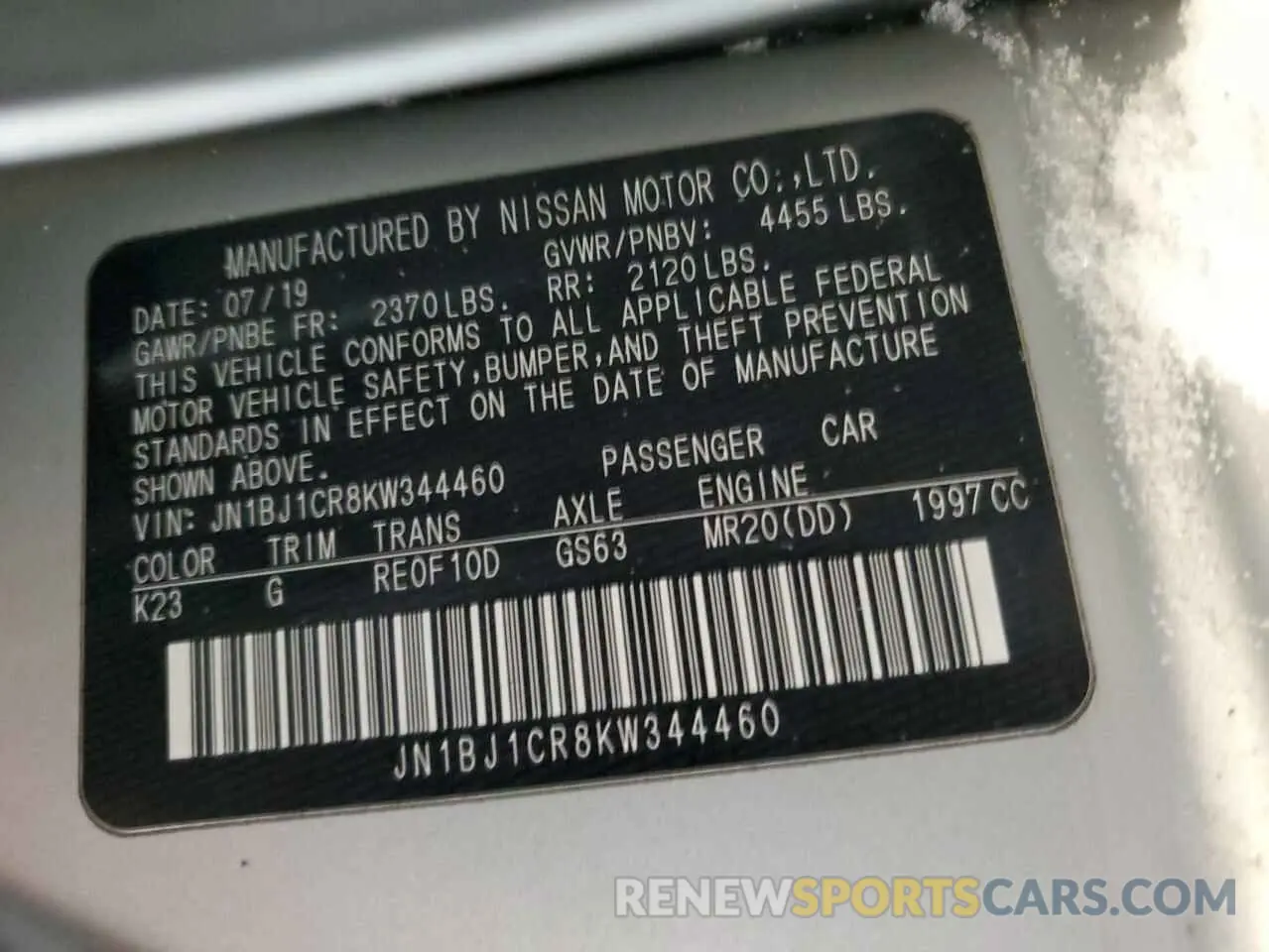 14 Photograph of a damaged car JN1BJ1CR8KW344460 NISSAN ROGUE 2019