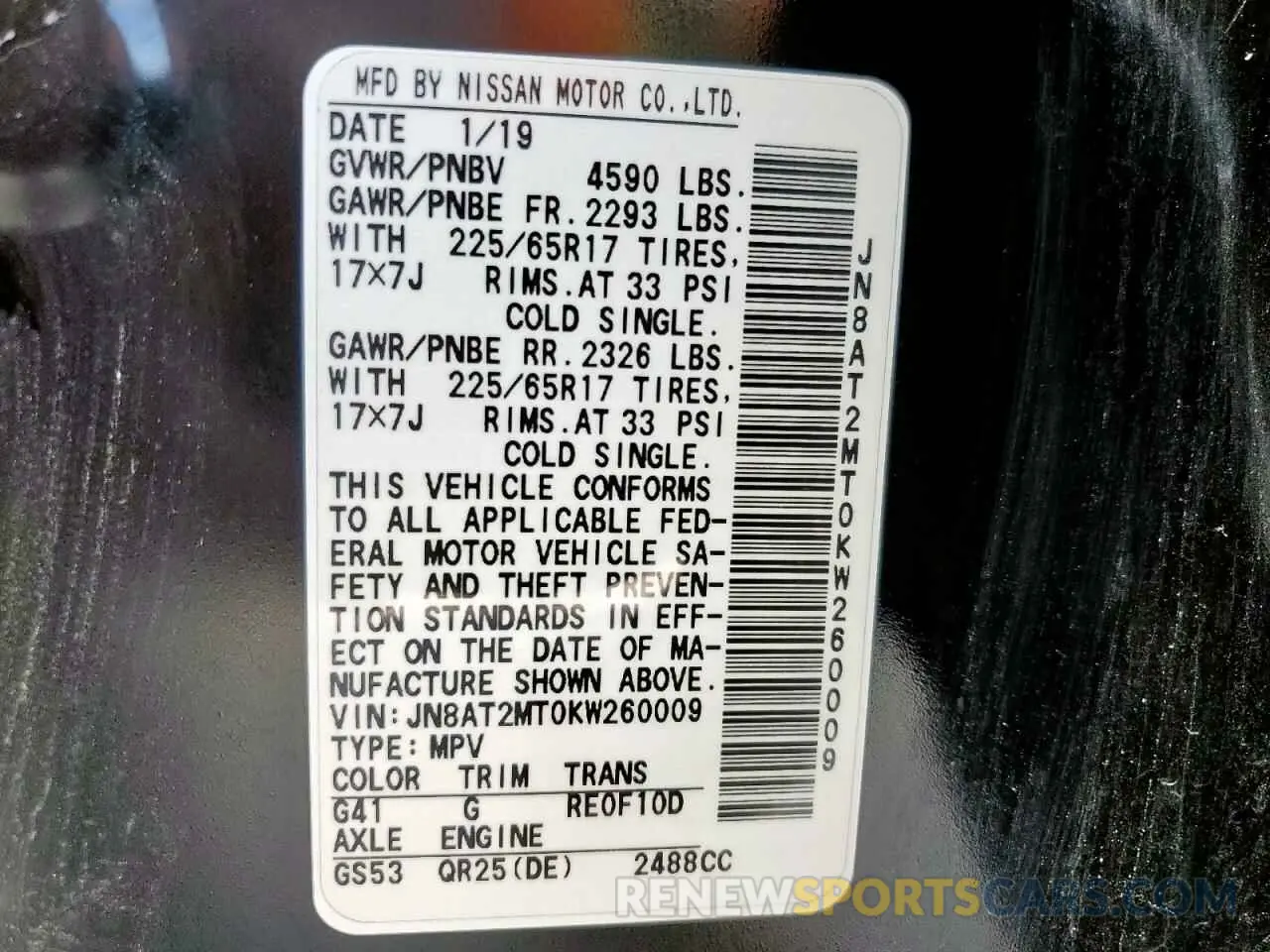 13 Photograph of a damaged car JN8AT2MT0KW260009 NISSAN ROGUE 2019