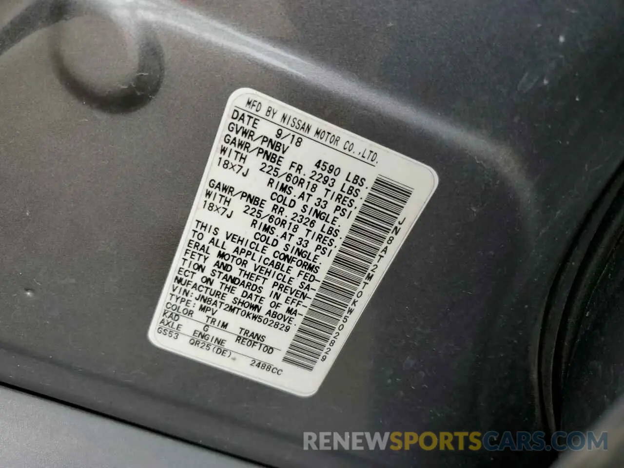 13 Photograph of a damaged car JN8AT2MT0KW502829 NISSAN ROGUE 2019