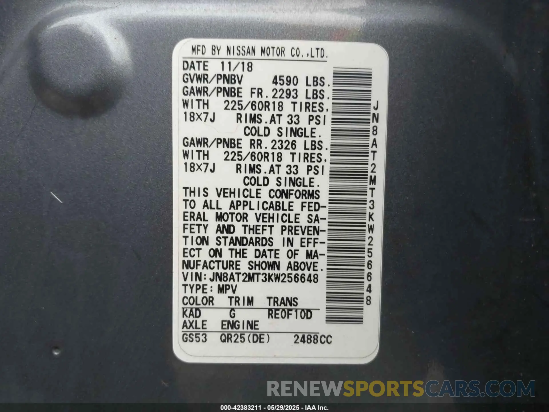 9 Photograph of a damaged car JN8AT2MT3KW256648 NISSAN ROGUE 2019