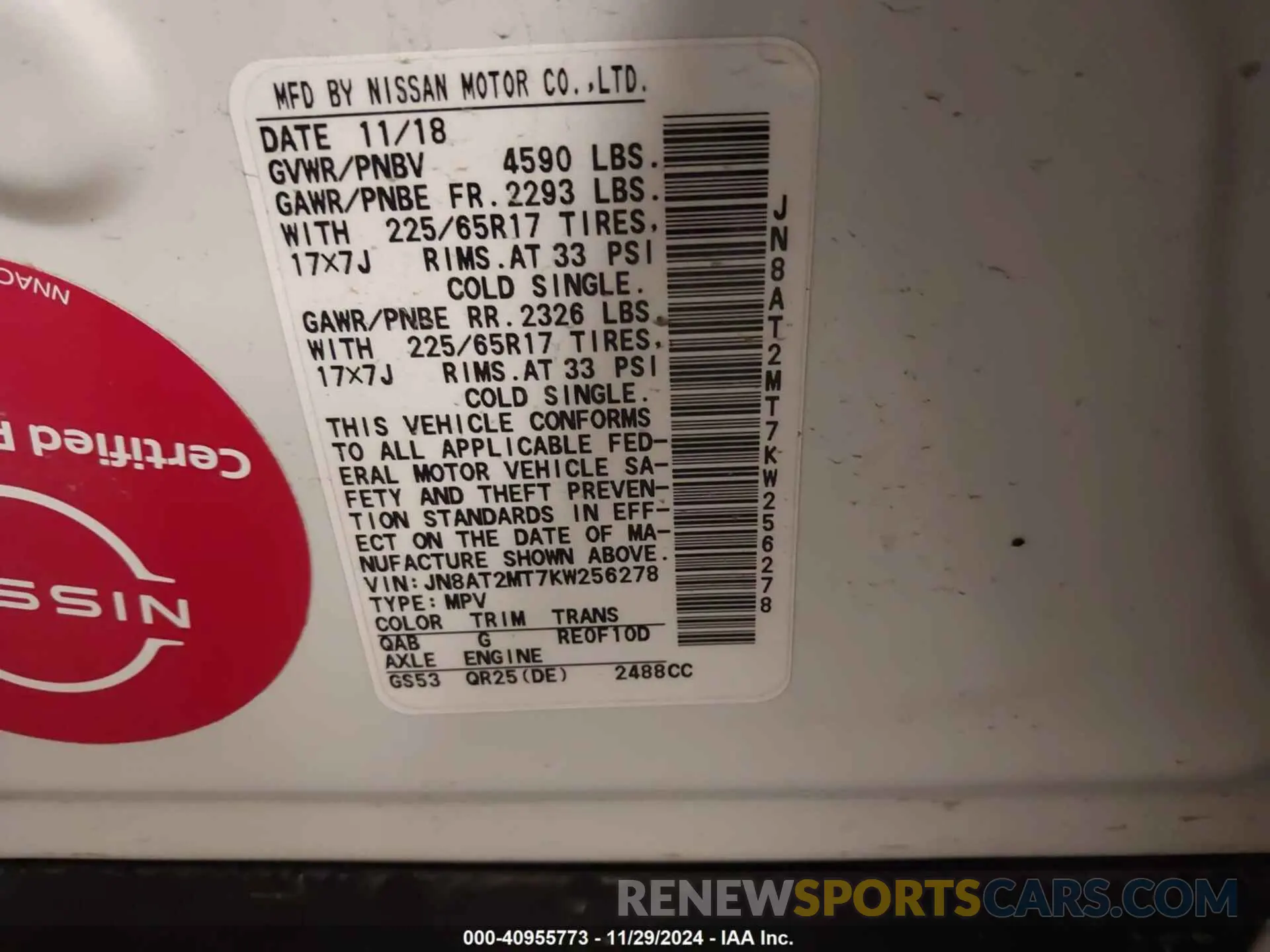 9 Photograph of a damaged car JN8AT2MT7KW256278 NISSAN ROGUE 2019
