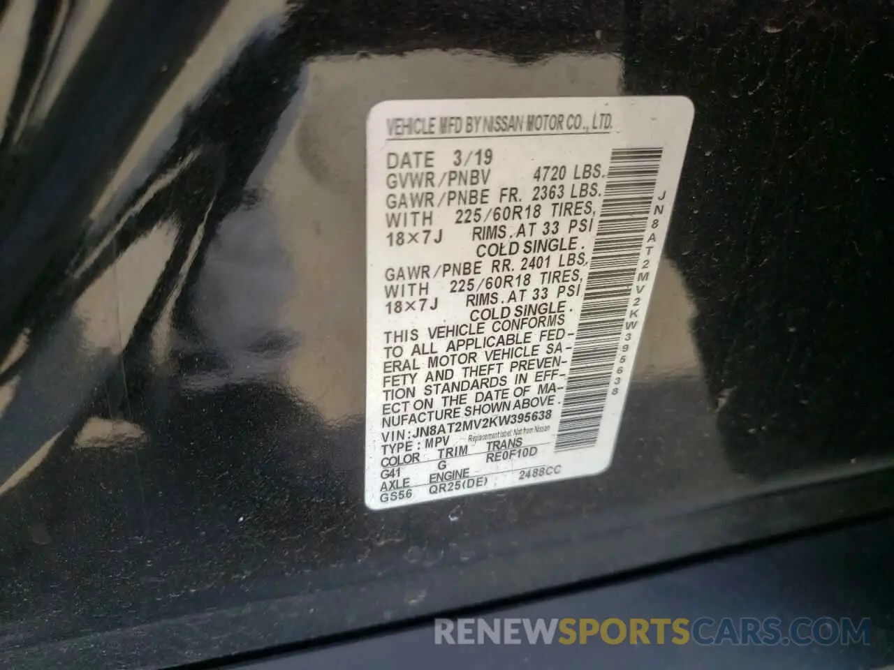 14 Photograph of a damaged car JN8AT2MV2KW395638 NISSAN ROGUE 2019