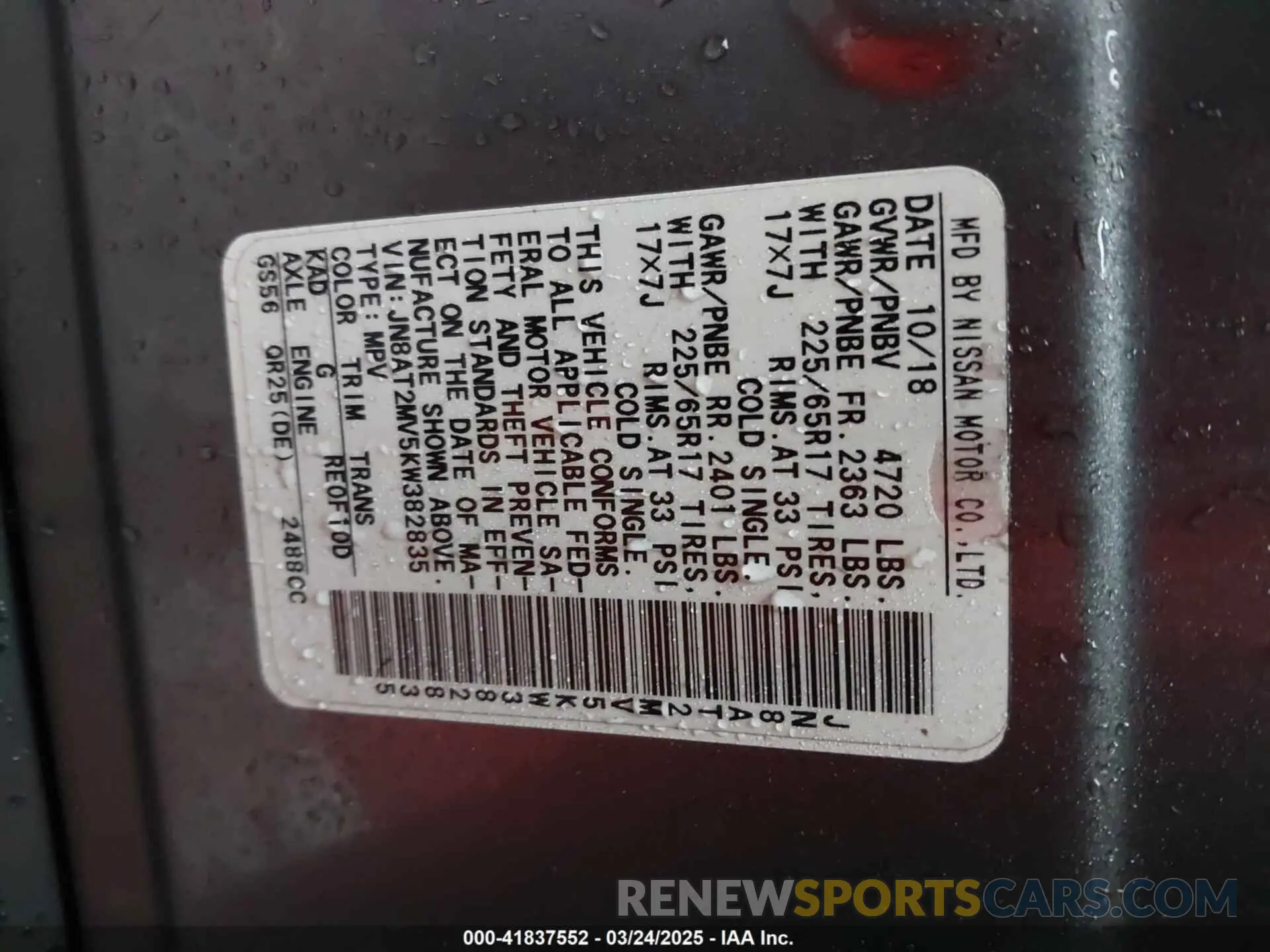 9 Photograph of a damaged car JN8AT2MV5KW382835 NISSAN ROGUE 2019