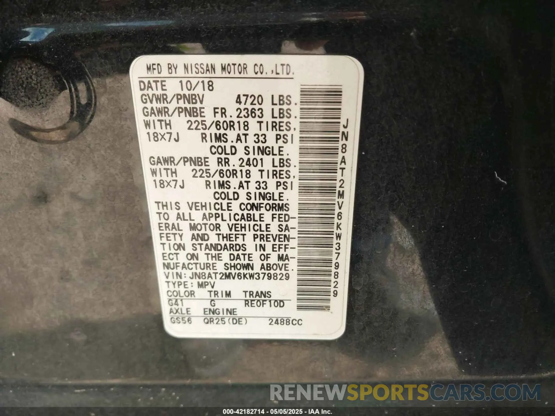 9 Photograph of a damaged car JN8AT2MV6KW379829 NISSAN ROGUE 2019