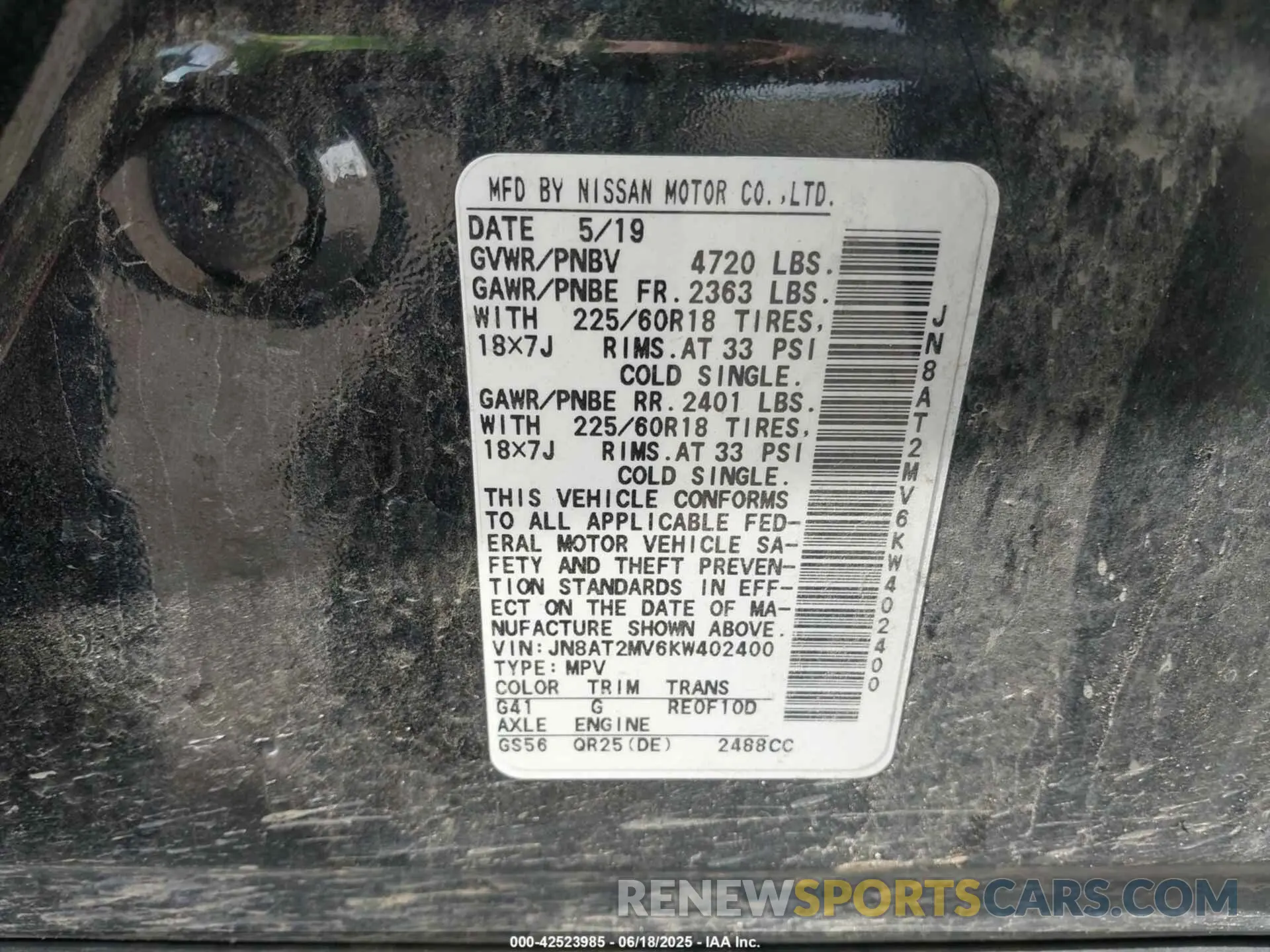 9 Photograph of a damaged car JN8AT2MV6KW402400 NISSAN ROGUE 2019