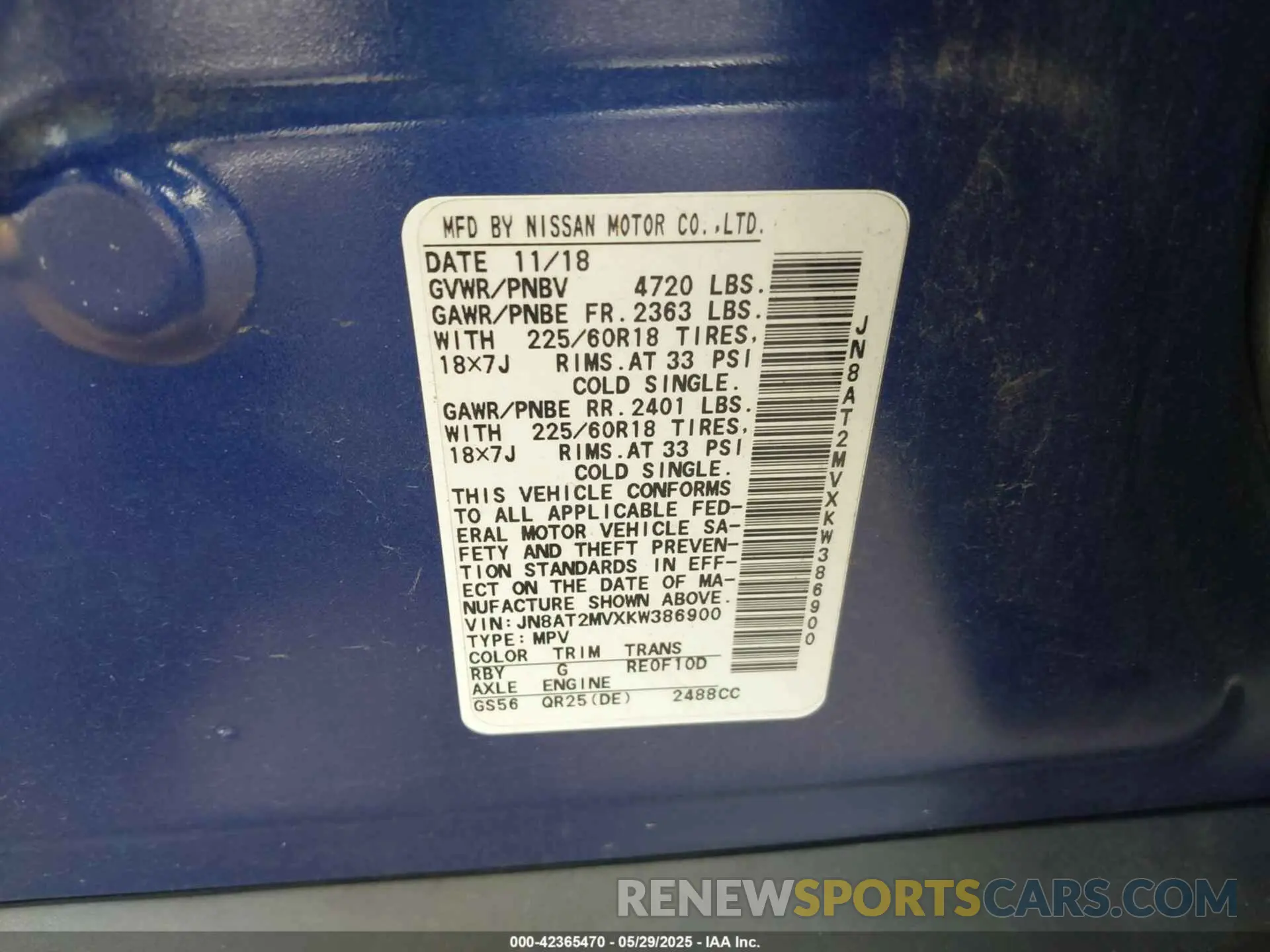 9 Photograph of a damaged car JN8AT2MVXKW386900 NISSAN ROGUE 2019