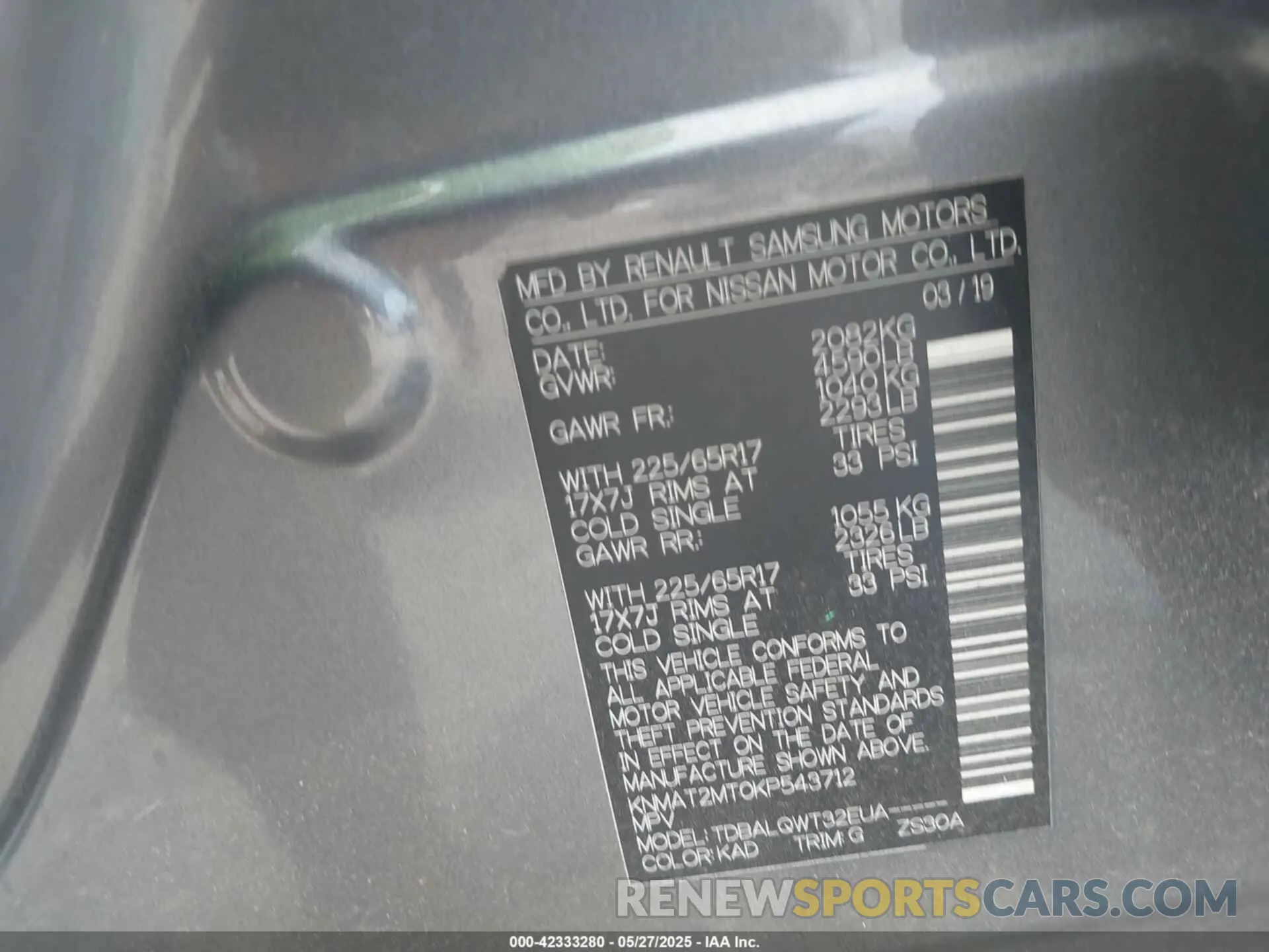 9 Photograph of a damaged car KNMAT2MT0KP543712 NISSAN ROGUE 2019