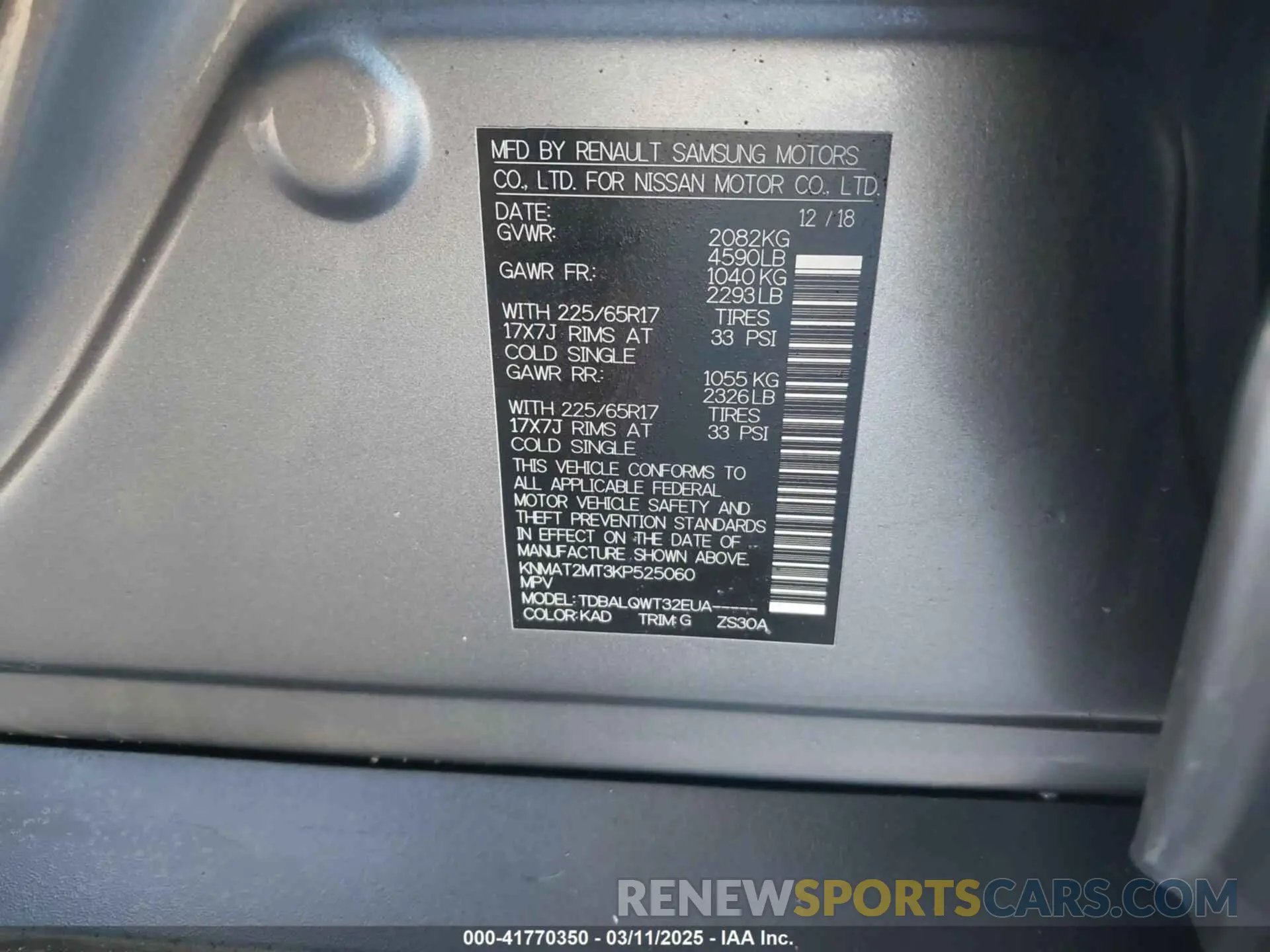 9 Photograph of a damaged car KNMAT2MT3KP525060 NISSAN ROGUE 2019