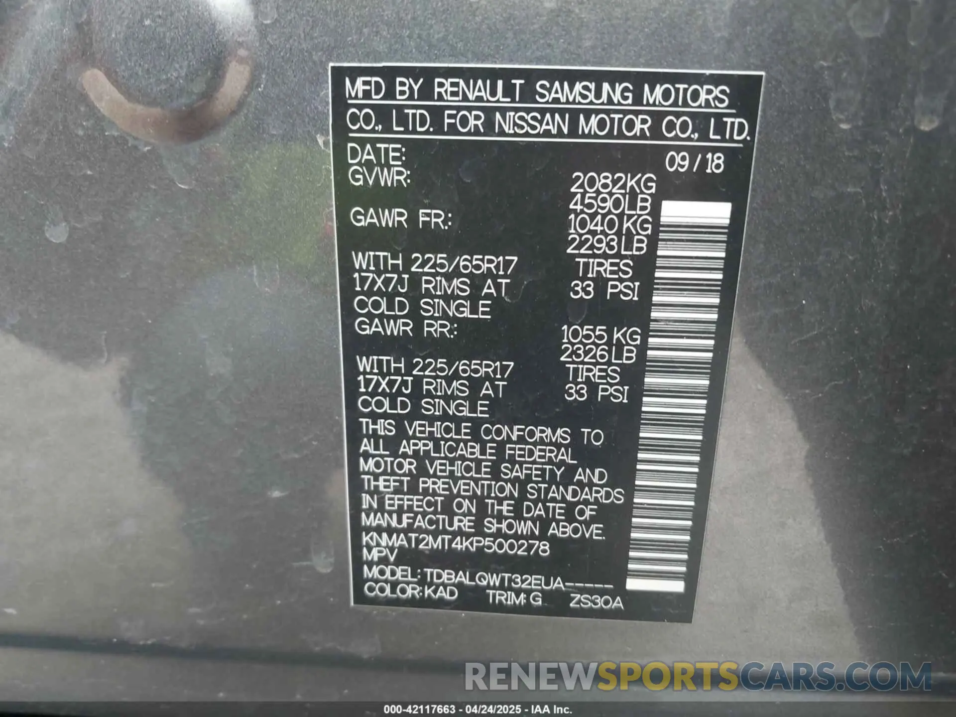 9 Photograph of a damaged car KNMAT2MT4KP500278 NISSAN ROGUE 2019