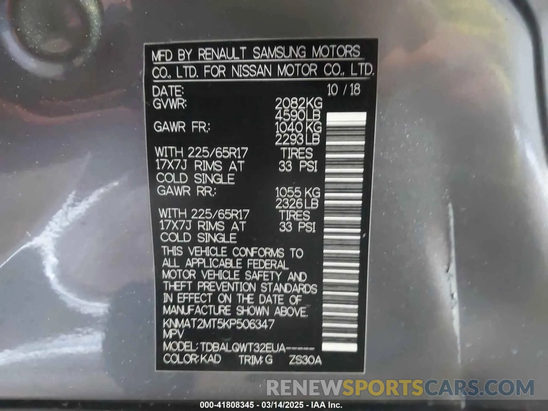 9 Photograph of a damaged car KNMAT2MT5KP506347 NISSAN ROGUE 2019