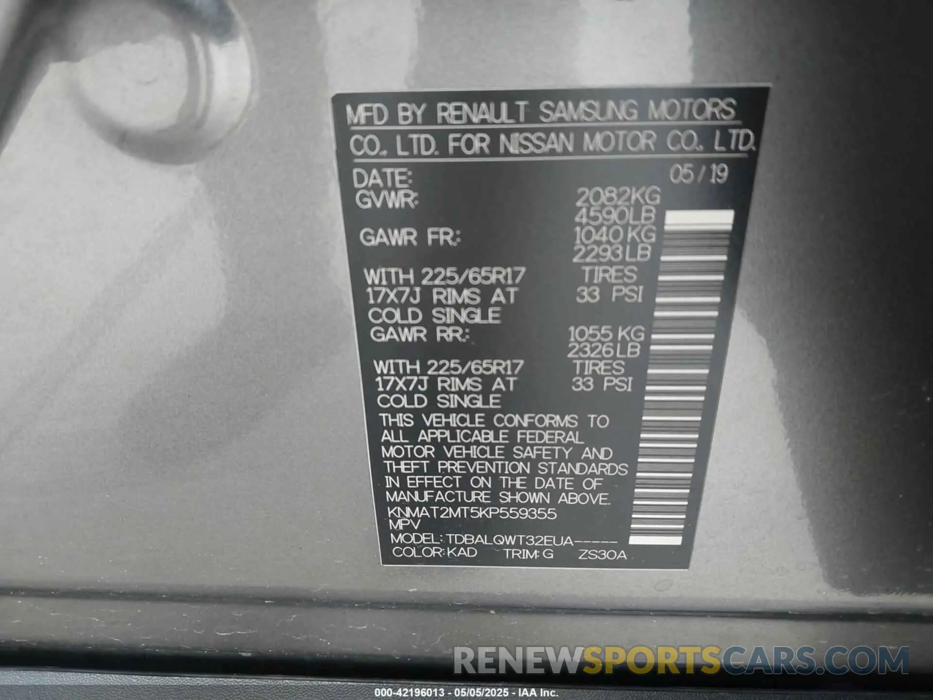 9 Photograph of a damaged car KNMAT2MT5KP559355 NISSAN ROGUE 2019