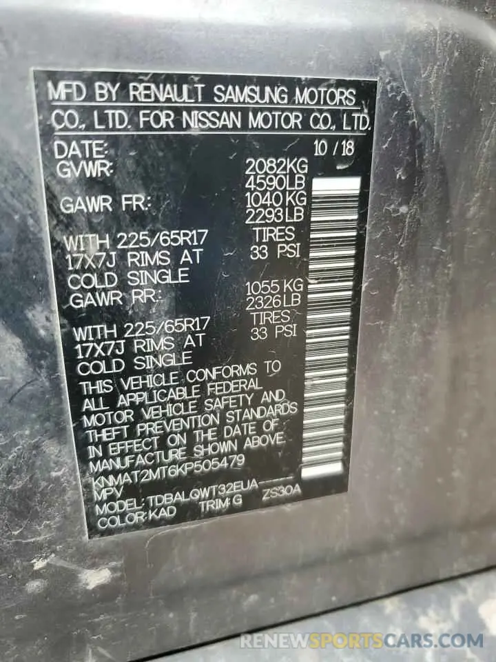 13 Photograph of a damaged car KNMAT2MT6KP505479 NISSAN ROGUE 2019