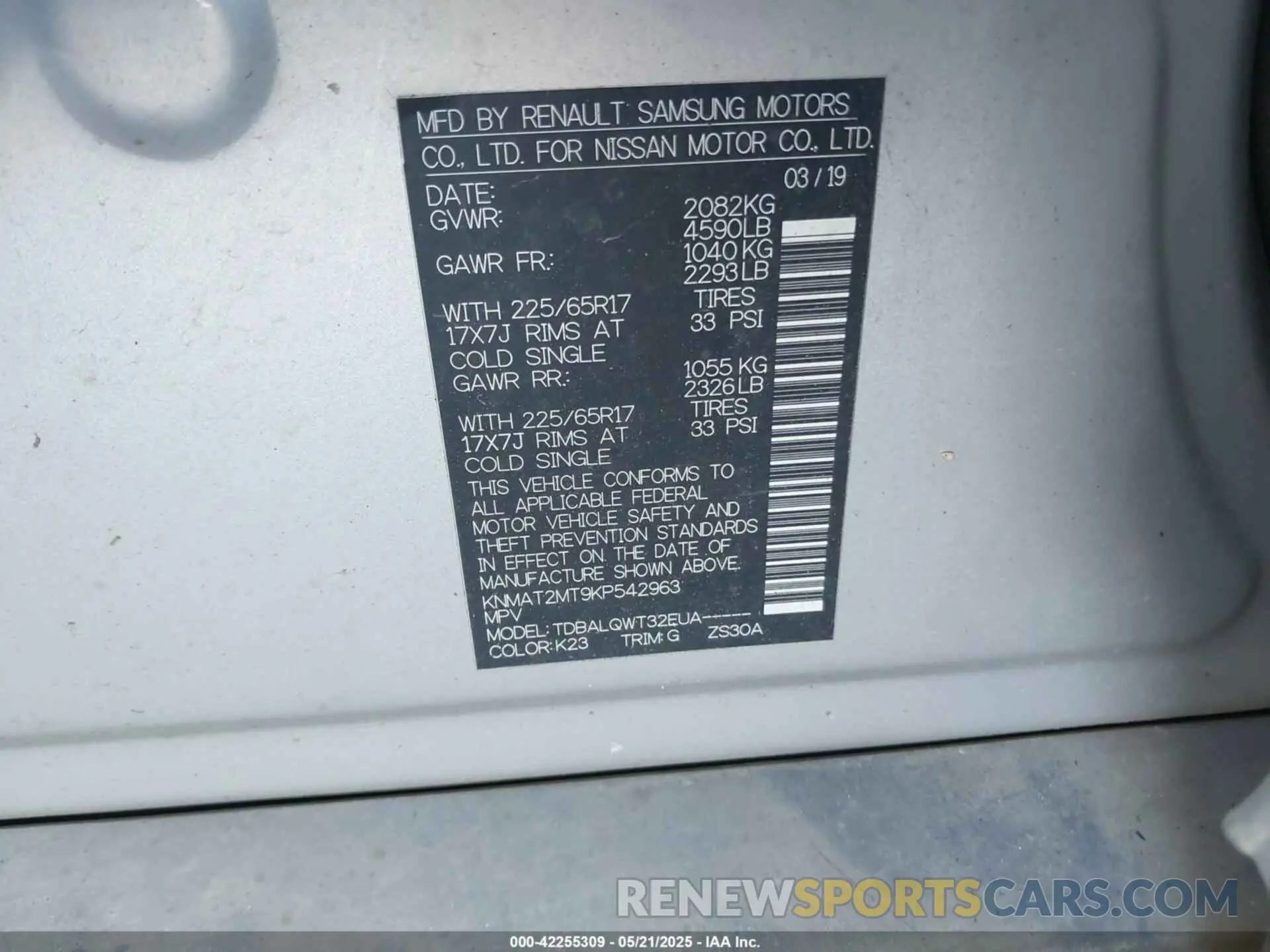 9 Photograph of a damaged car KNMAT2MT9KP542963 NISSAN ROGUE 2019