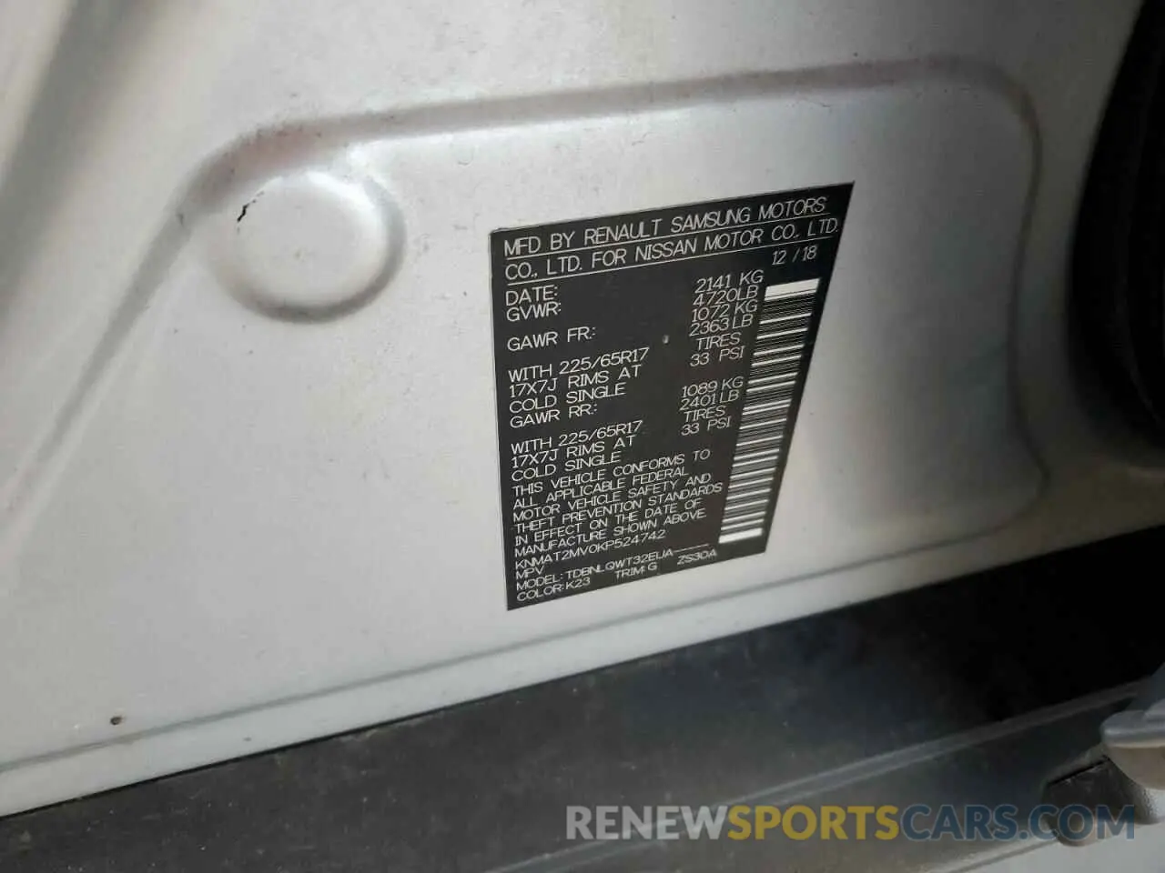 13 Photograph of a damaged car KNMAT2MV0KP524742 NISSAN ROGUE 2019