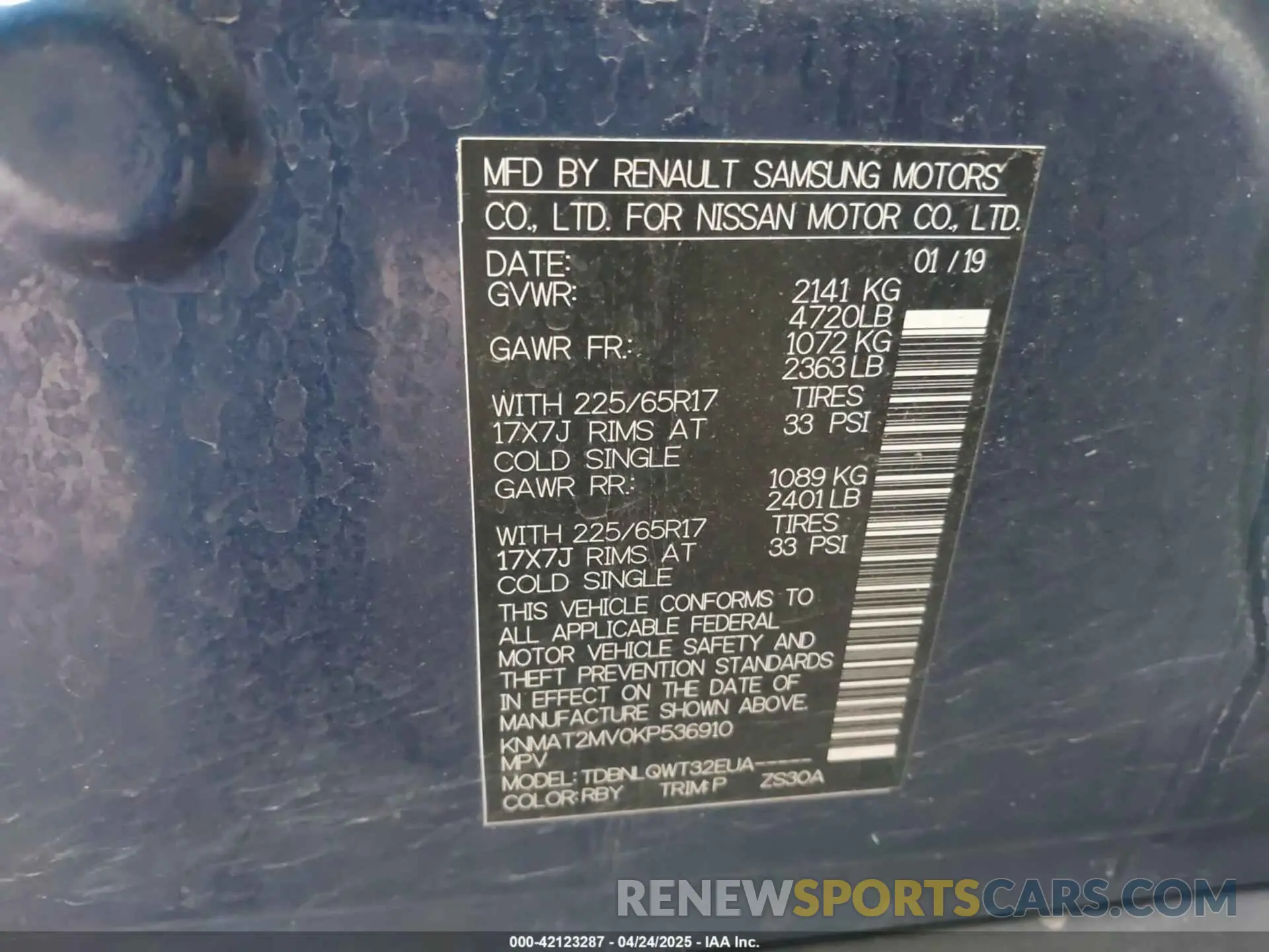 9 Photograph of a damaged car KNMAT2MV0KP536910 NISSAN ROGUE 2019