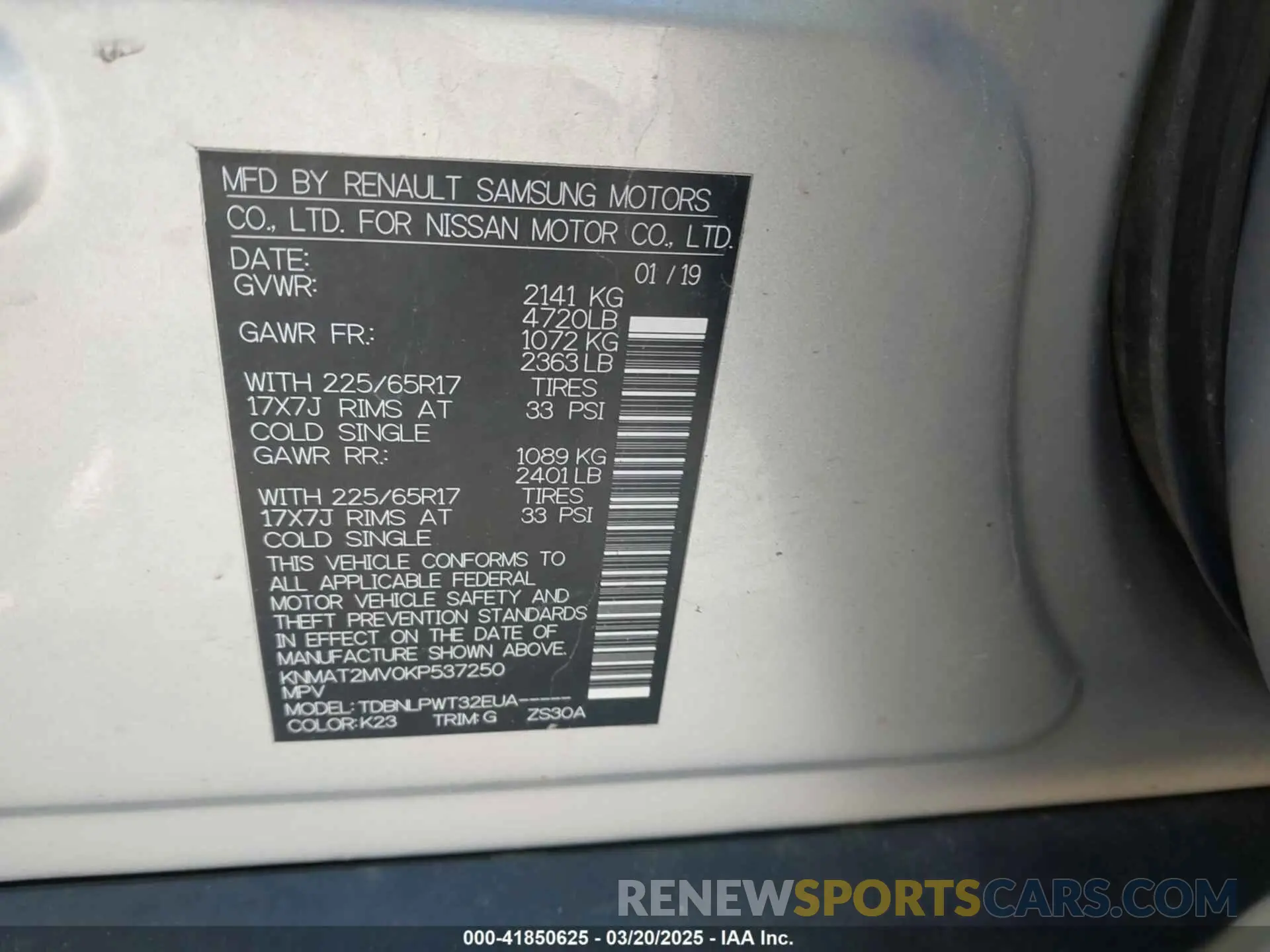 9 Photograph of a damaged car KNMAT2MV0KP537250 NISSAN ROGUE 2019