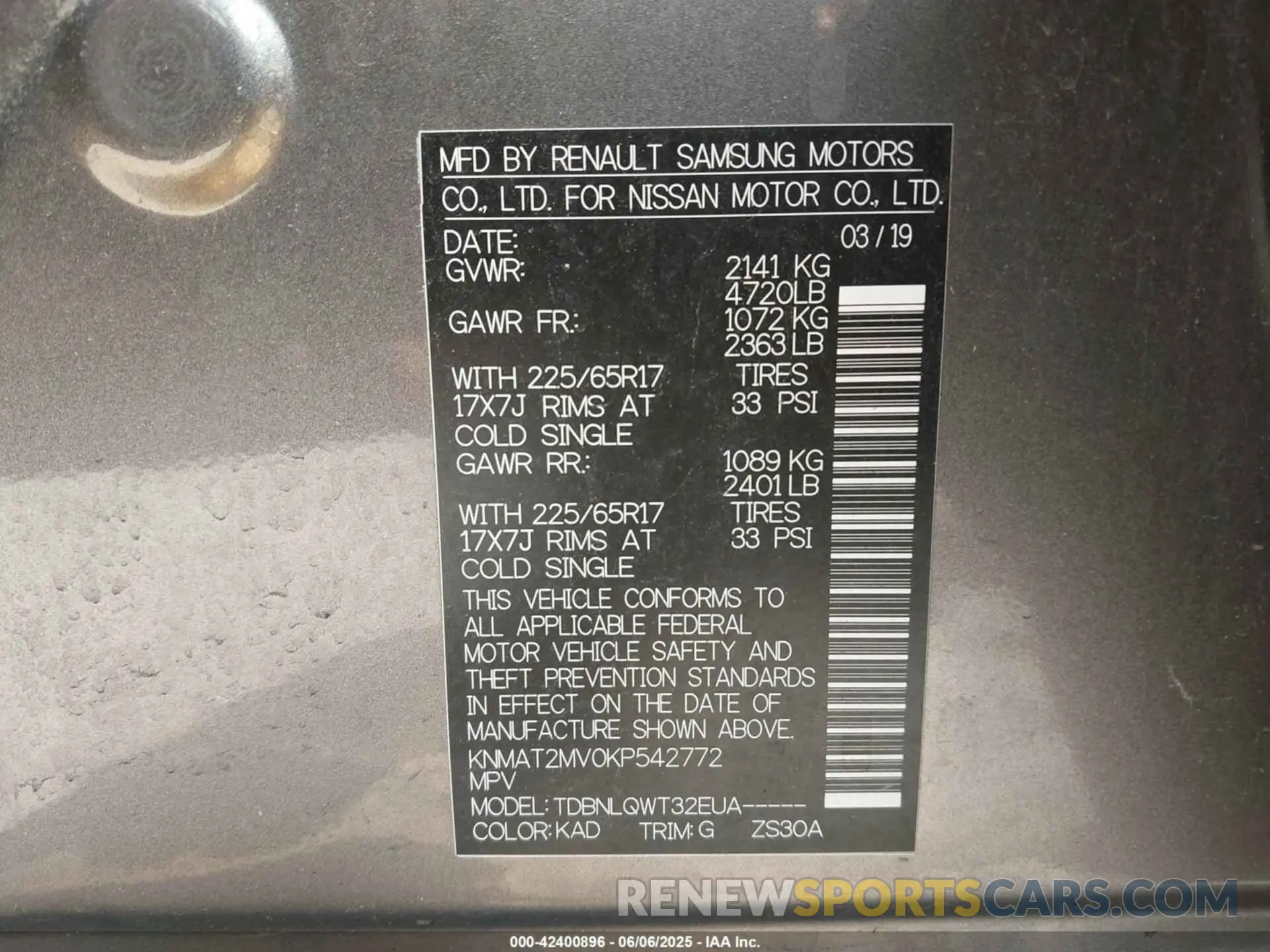 9 Photograph of a damaged car KNMAT2MV0KP542772 NISSAN ROGUE 2019