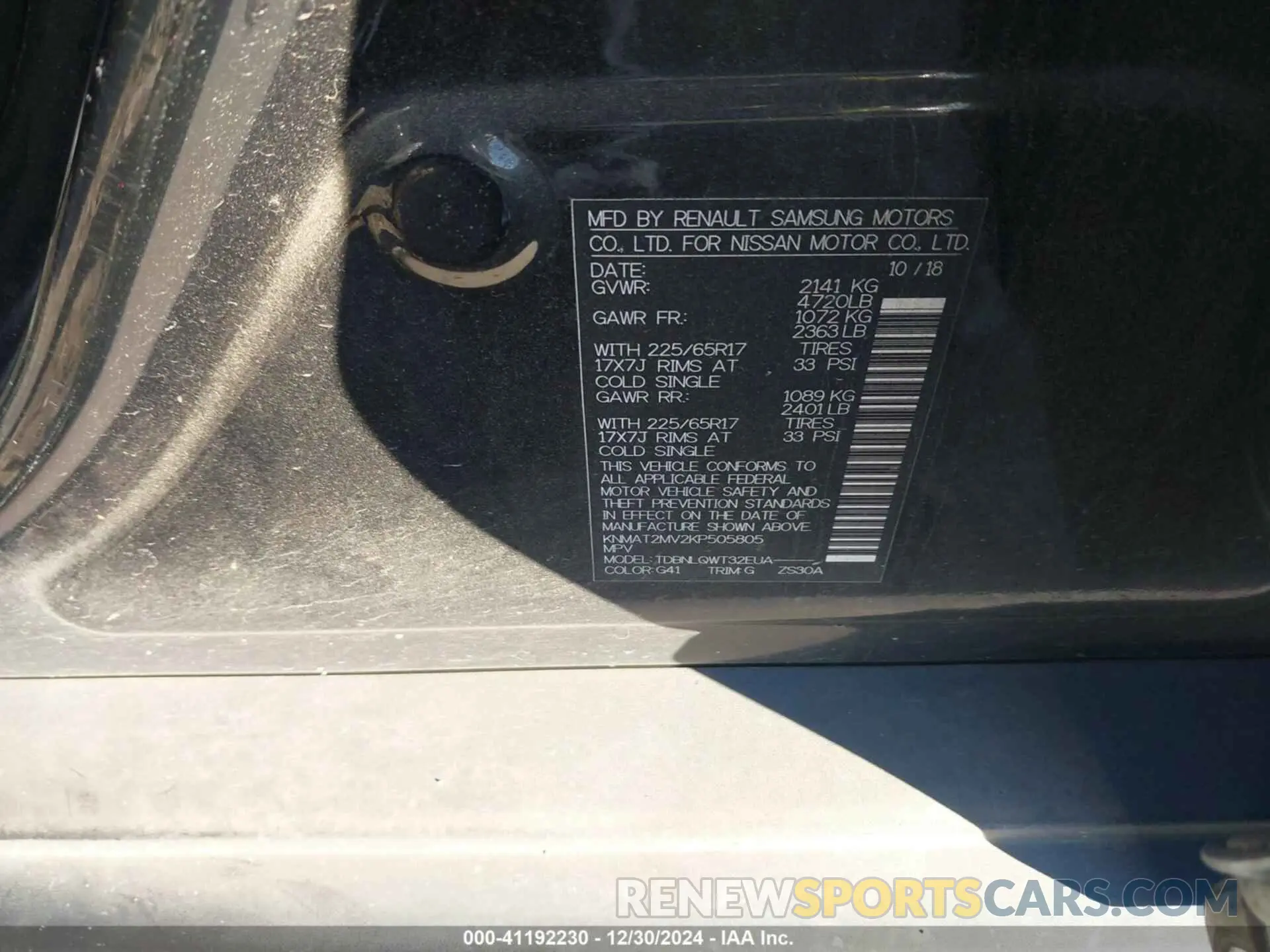 9 Photograph of a damaged car KNMAT2MV2KP505805 NISSAN ROGUE 2019
