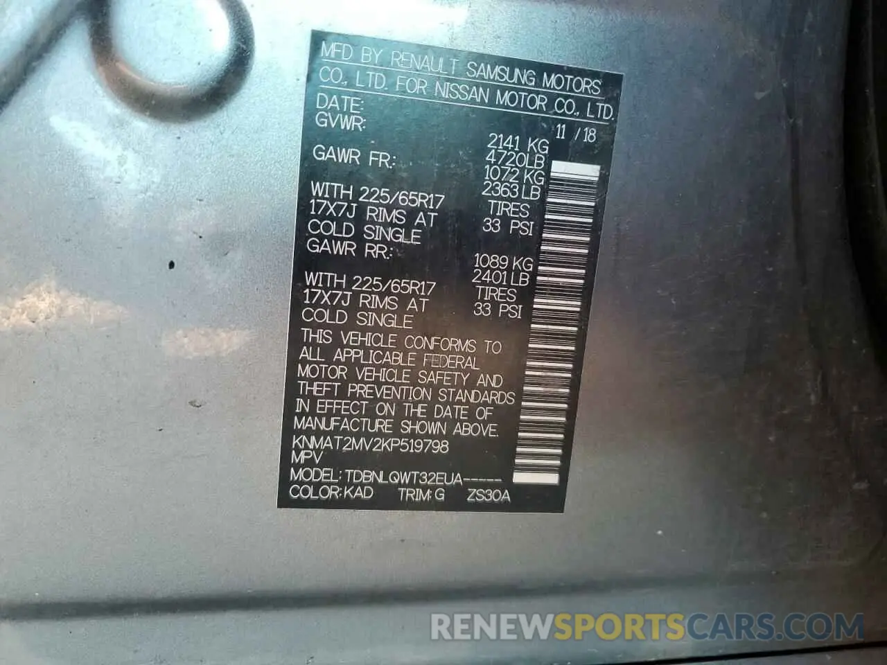 12 Photograph of a damaged car KNMAT2MV2KP519798 NISSAN ROGUE 2019