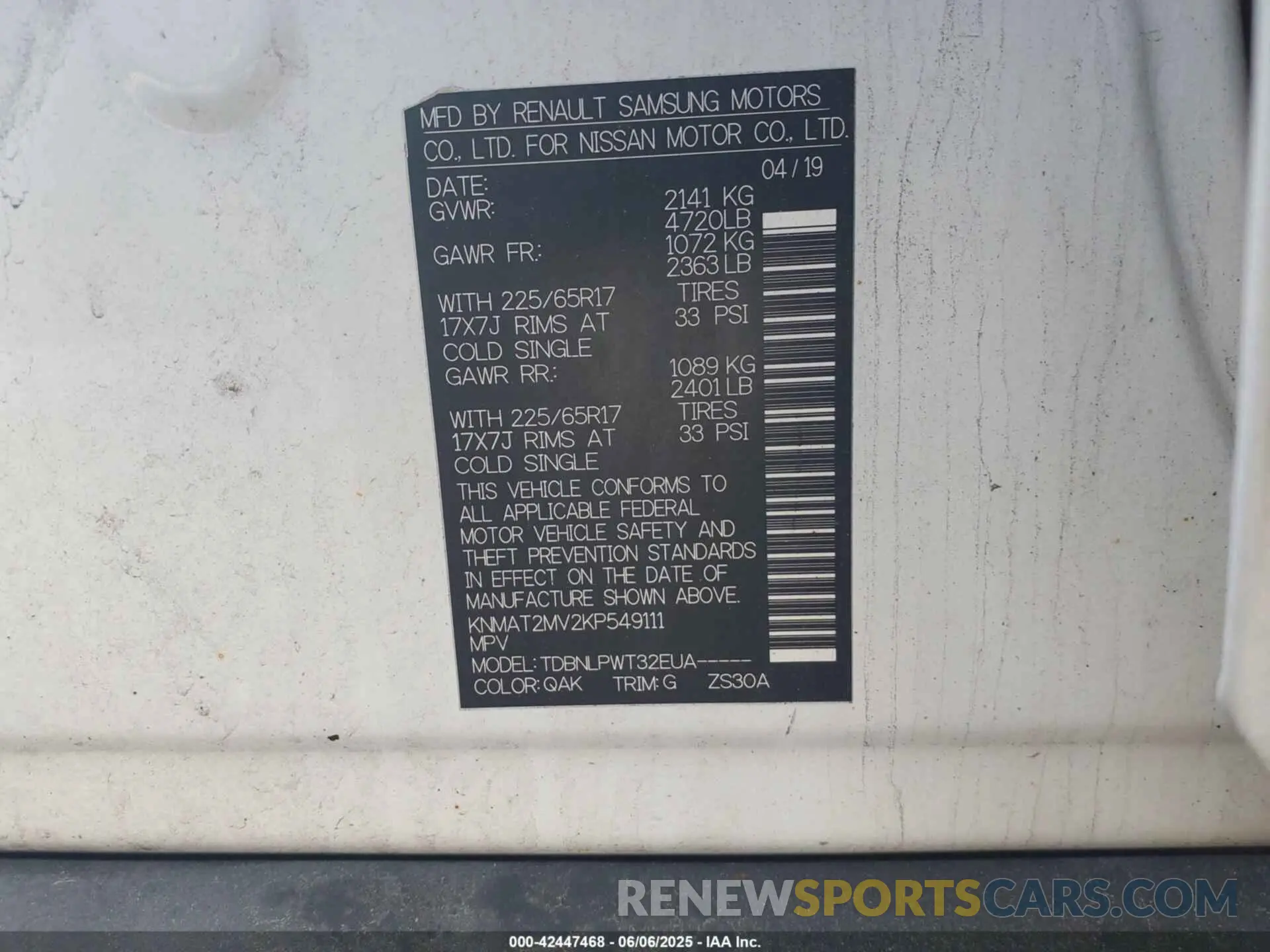 9 Photograph of a damaged car KNMAT2MV2KP549111 NISSAN ROGUE 2019