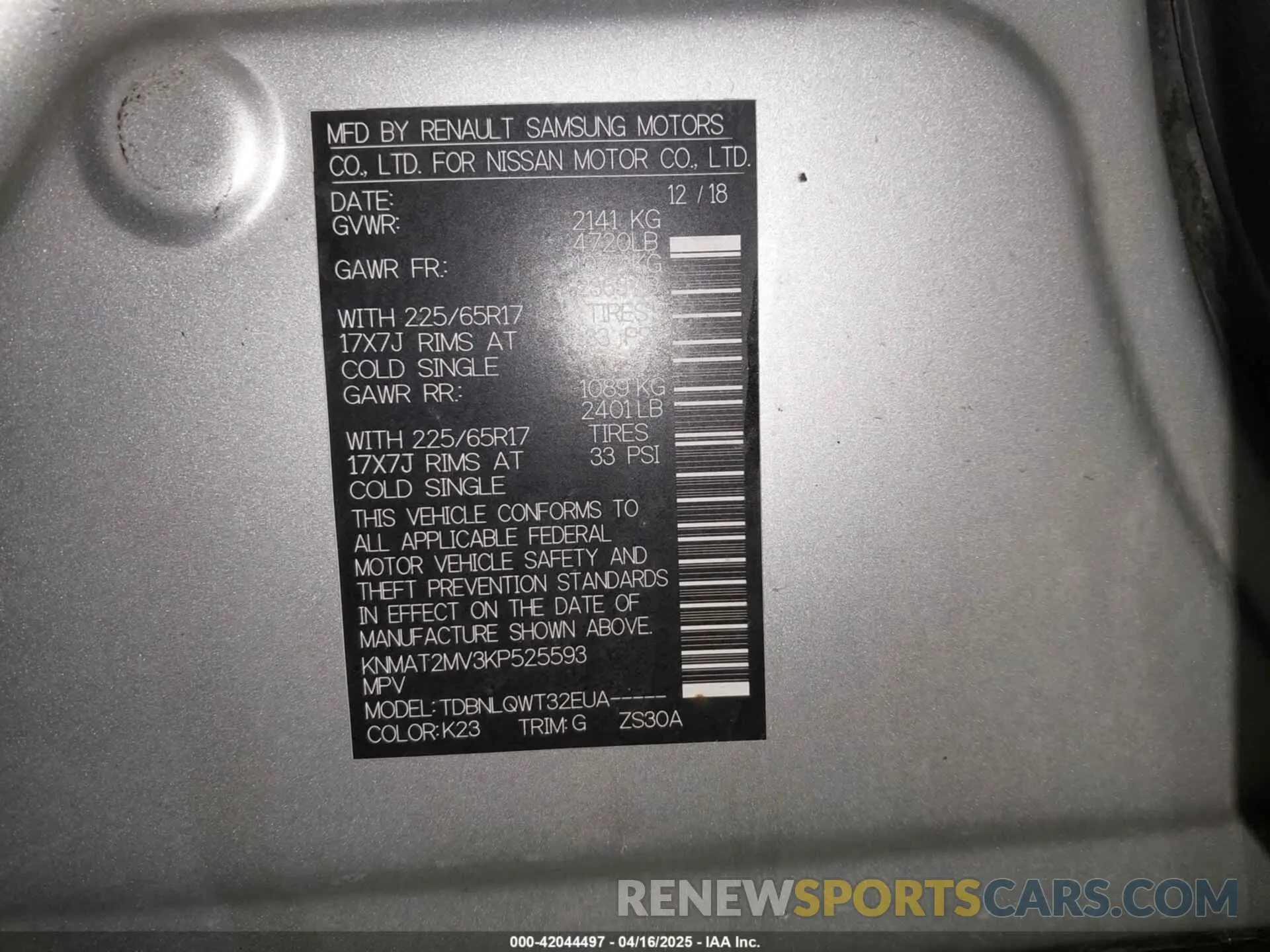 9 Photograph of a damaged car KNMAT2MV3KP525593 NISSAN ROGUE 2019