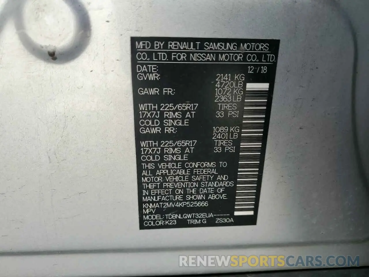 13 Photograph of a damaged car KNMAT2MV4KP525666 NISSAN ROGUE 2019