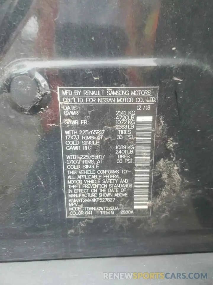 13 Photograph of a damaged car KNMAT2MV4KP527627 NISSAN ROGUE 2019