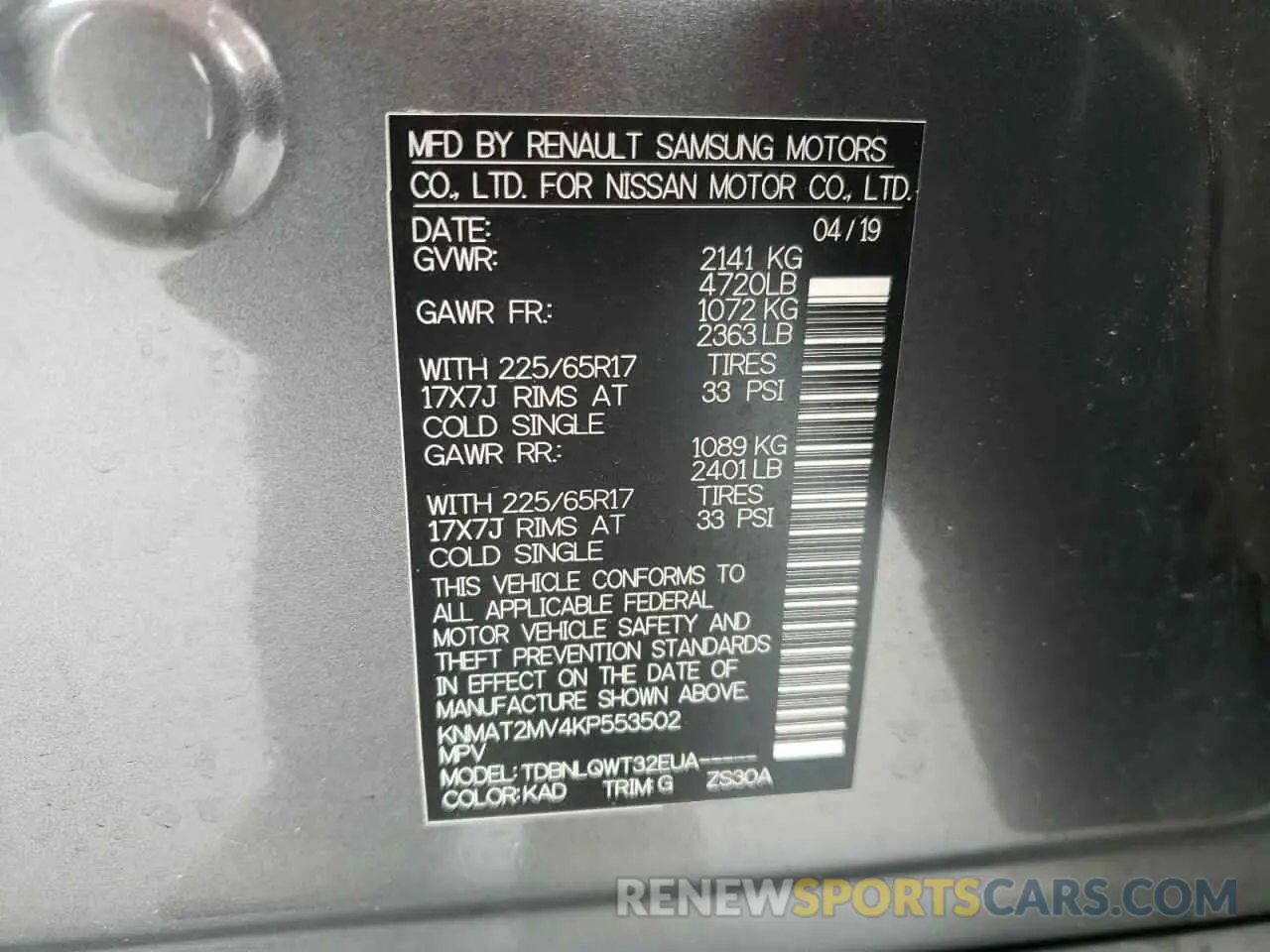 14 Photograph of a damaged car KNMAT2MV4KP553502 NISSAN ROGUE 2019