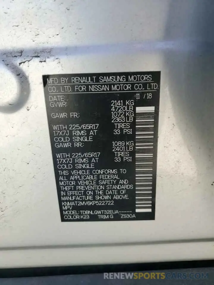 13 Photograph of a damaged car KNMAT2MV6KP522722 NISSAN ROGUE 2019