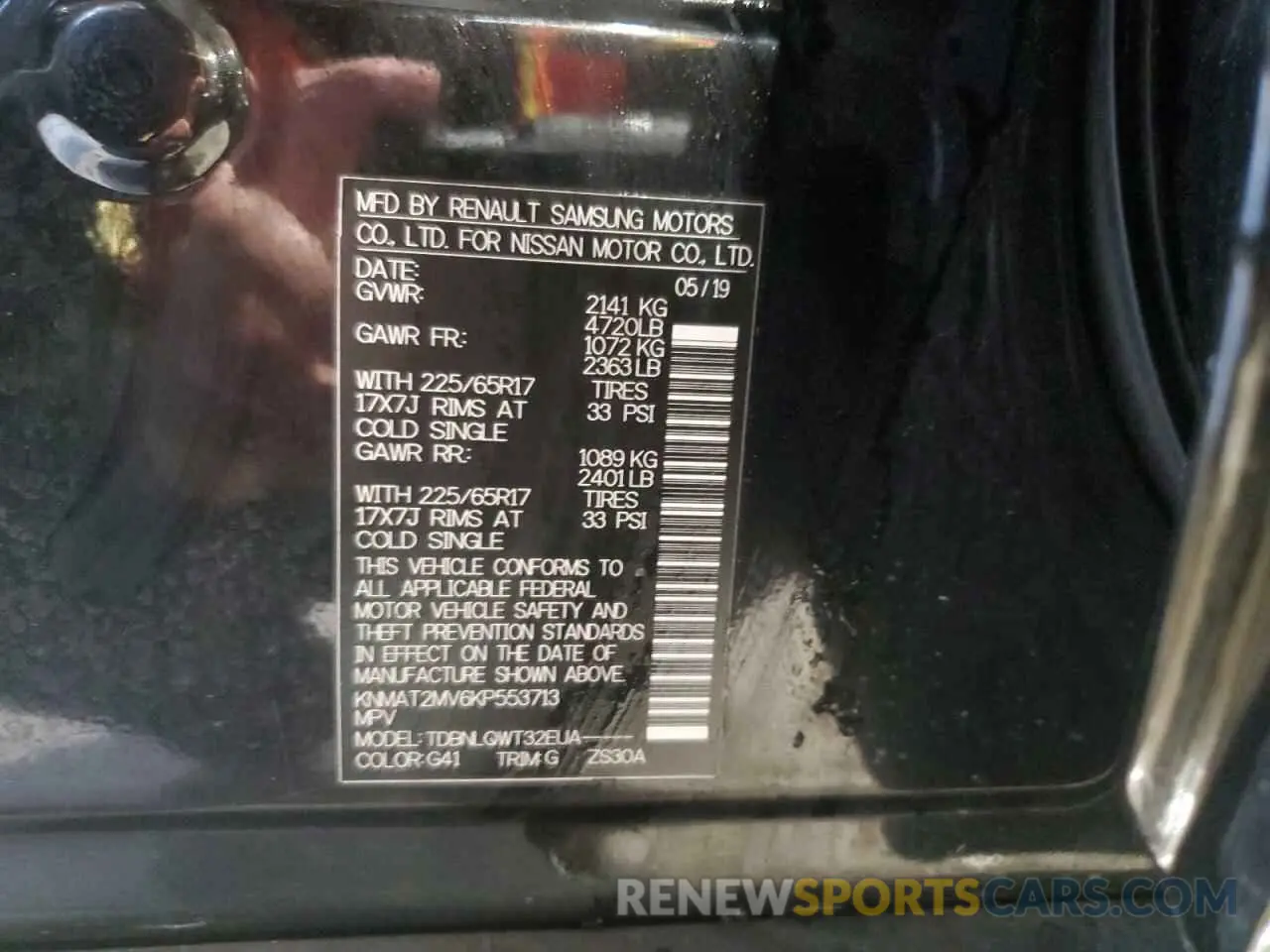 13 Photograph of a damaged car KNMAT2MV6KP553713 NISSAN ROGUE 2019