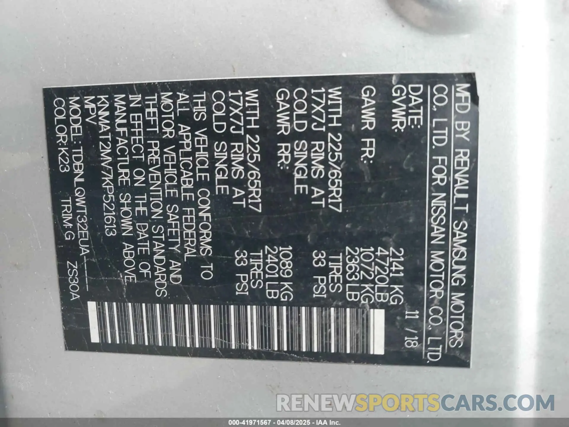 9 Photograph of a damaged car KNMAT2MV7KP521613 NISSAN ROGUE 2019