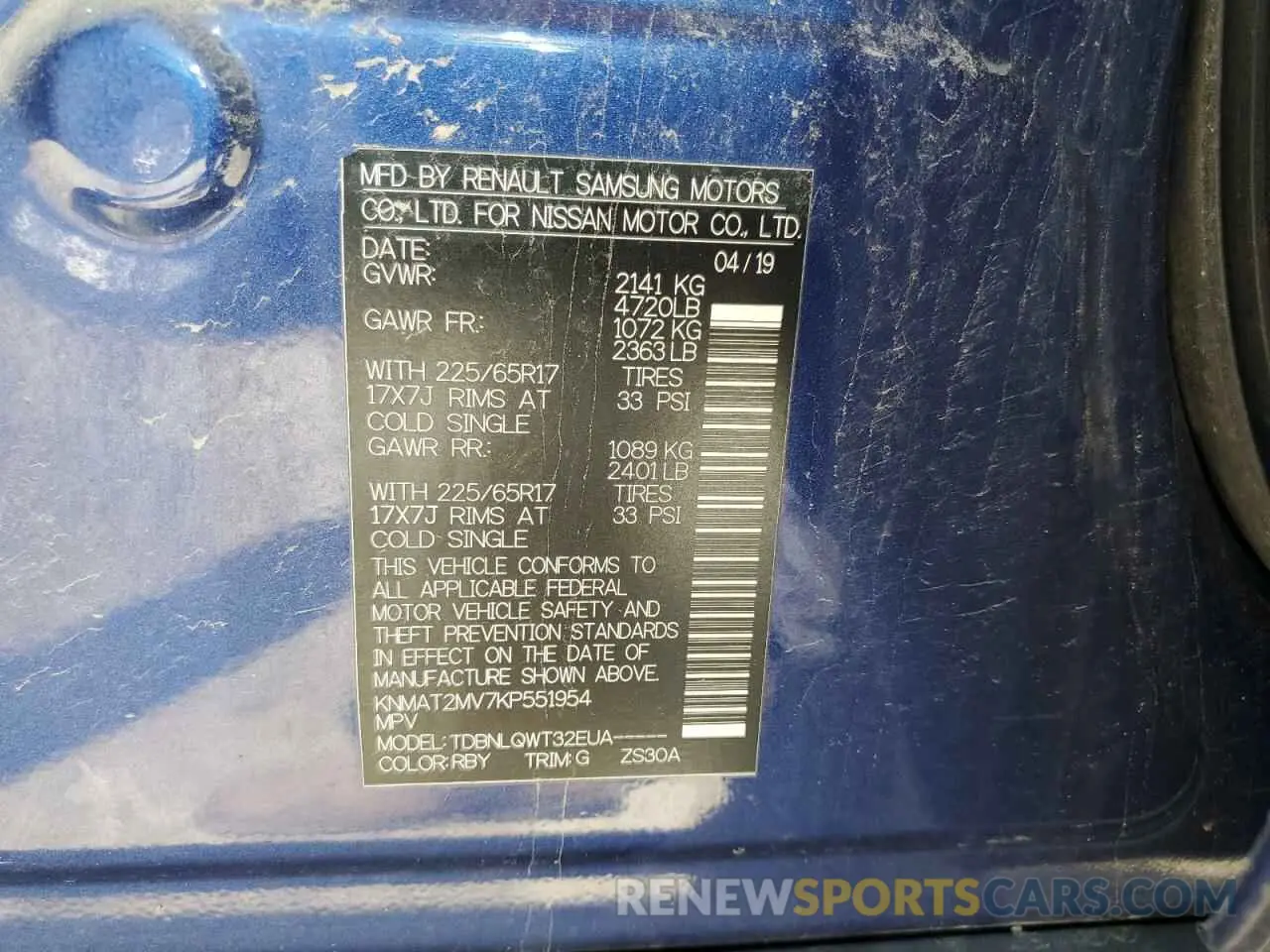 12 Photograph of a damaged car KNMAT2MV7KP551954 NISSAN ROGUE 2019