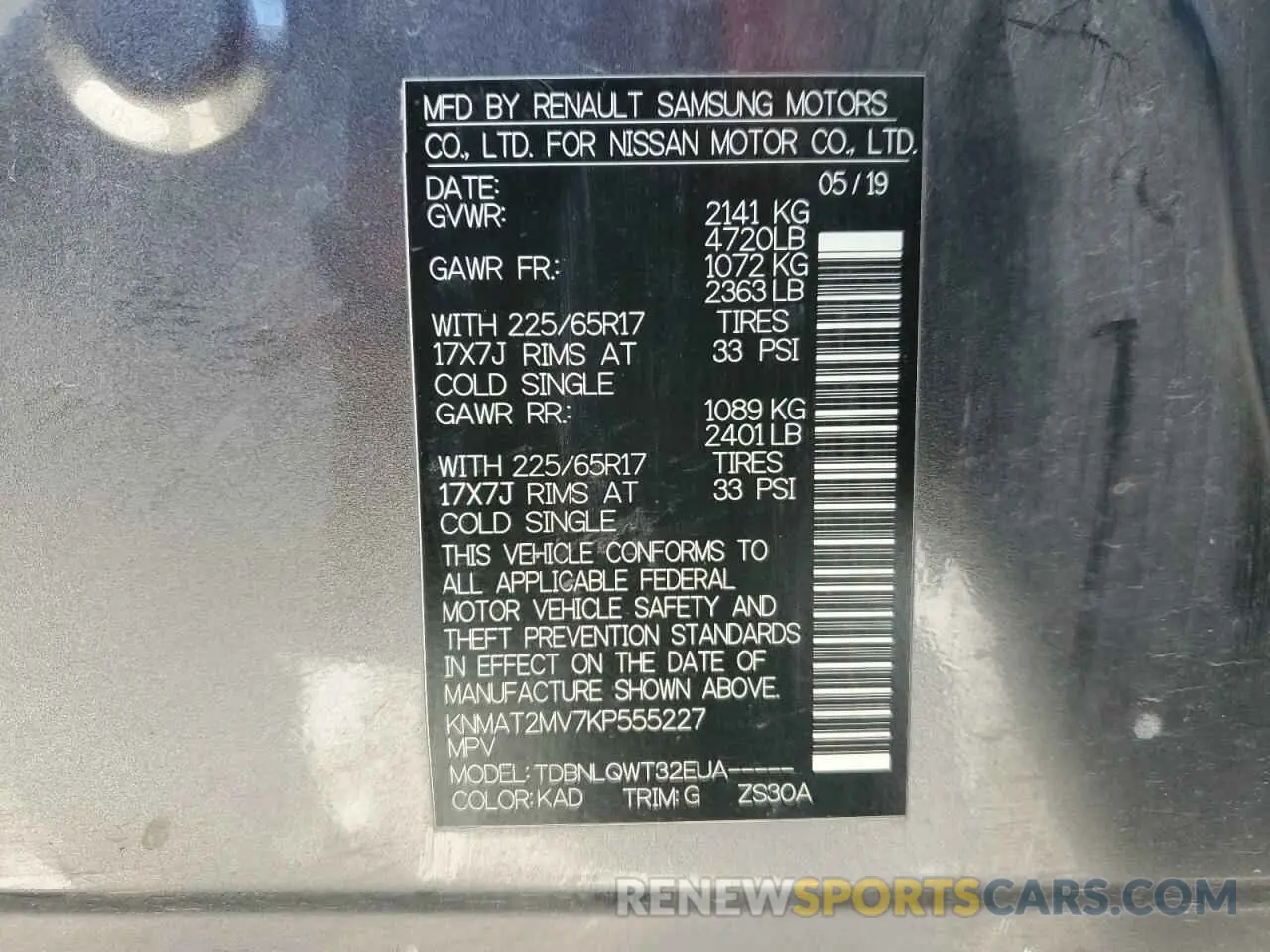 14 Photograph of a damaged car KNMAT2MV7KP555227 NISSAN ROGUE 2019