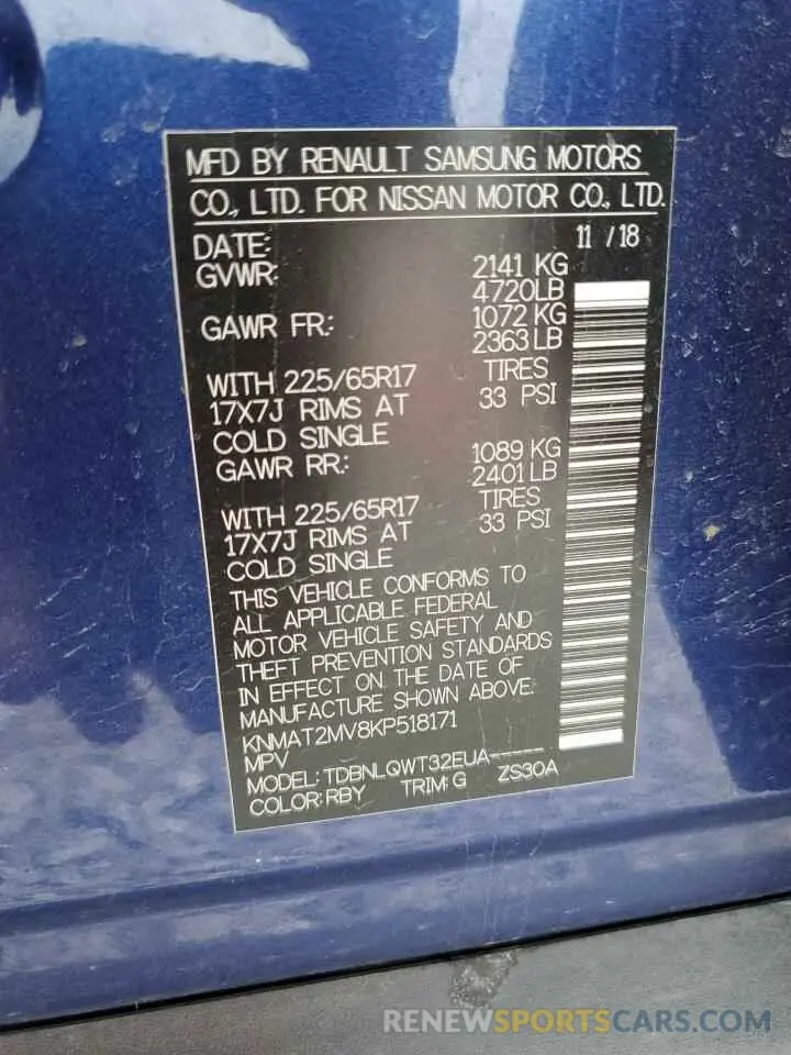 13 Photograph of a damaged car KNMAT2MV8KP518171 NISSAN ROGUE 2019