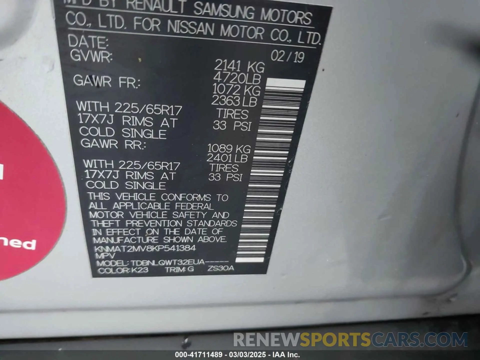 9 Photograph of a damaged car KNMAT2MV8KP541384 NISSAN ROGUE 2019