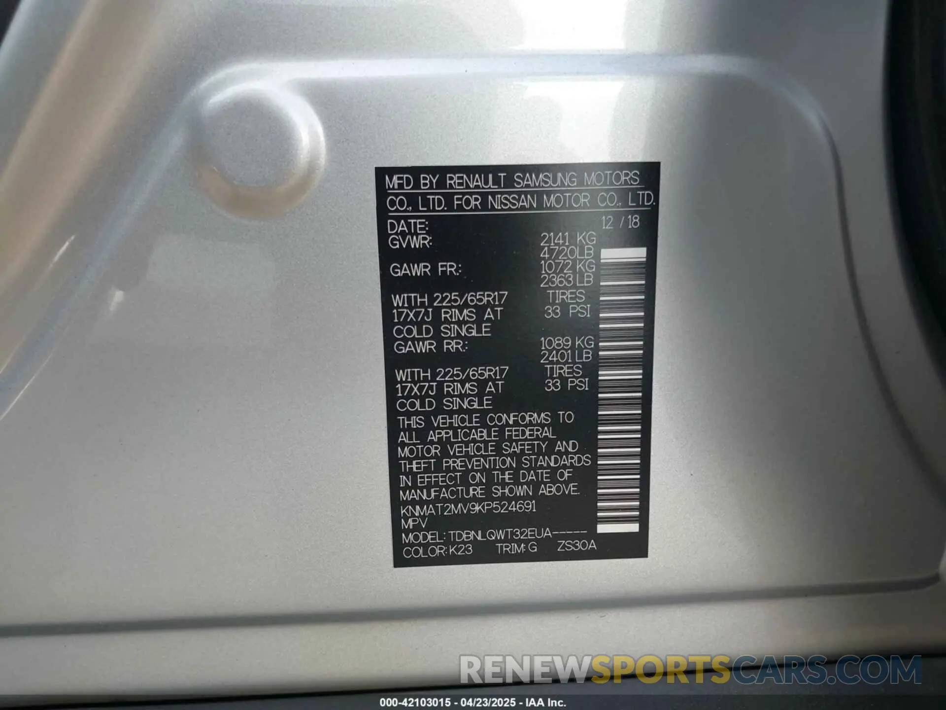 9 Photograph of a damaged car KNMAT2MV9KP524691 NISSAN ROGUE 2019