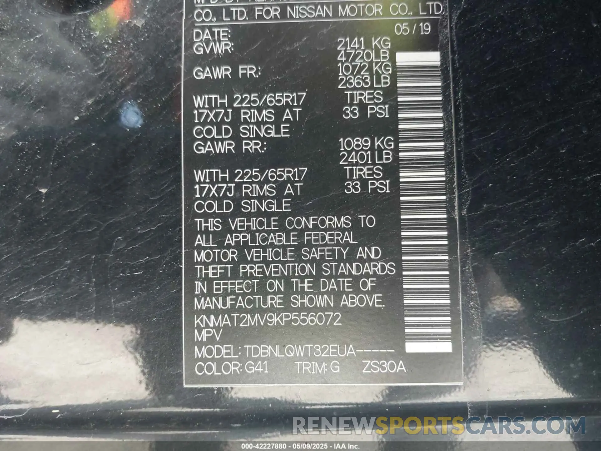 9 Photograph of a damaged car KNMAT2MV9KP556072 NISSAN ROGUE 2019
