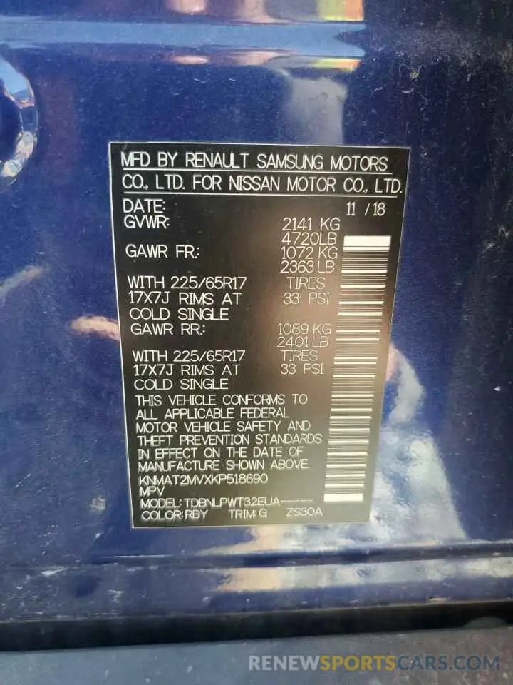 14 Photograph of a damaged car KNMAT2MVXKP518690 NISSAN ROGUE 2019