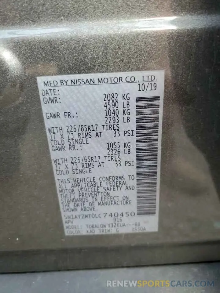 14 Photograph of a damaged car 5N1AT2MT0LC740450 NISSAN ROGUE 2020