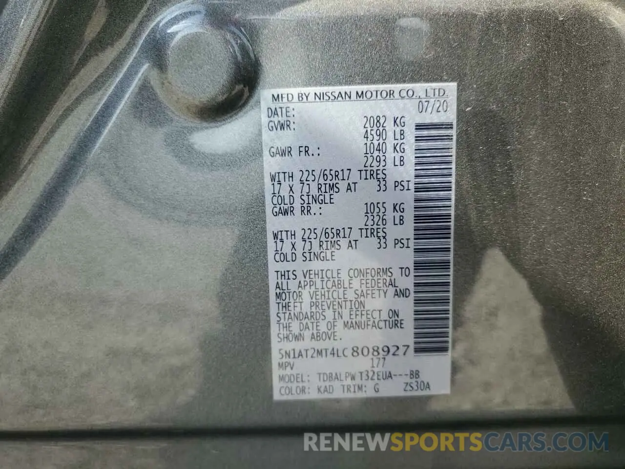 15 Photograph of a damaged car 5N1AT2MT4LC808927 NISSAN ROGUE 2020