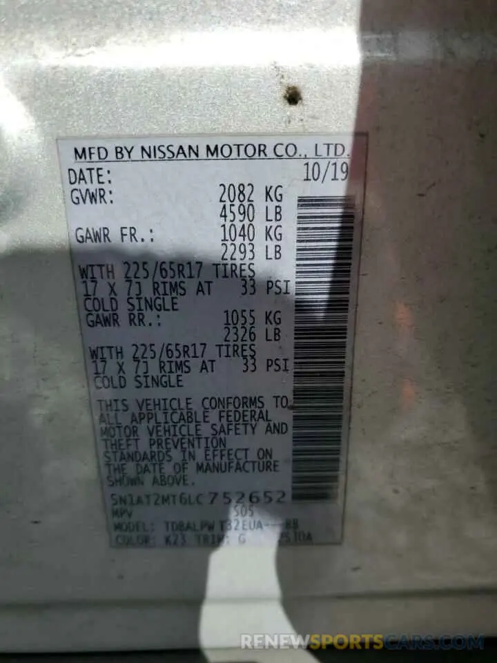 14 Photograph of a damaged car 5N1AT2MT6LC752652 NISSAN ROGUE 2020