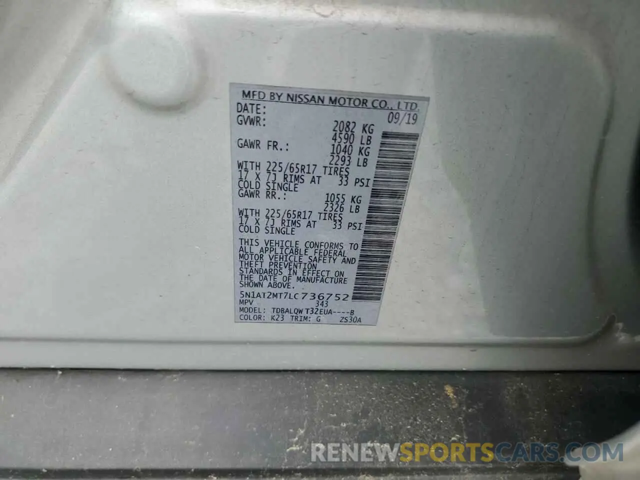 13 Photograph of a damaged car 5N1AT2MT7LC736752 NISSAN ROGUE 2020