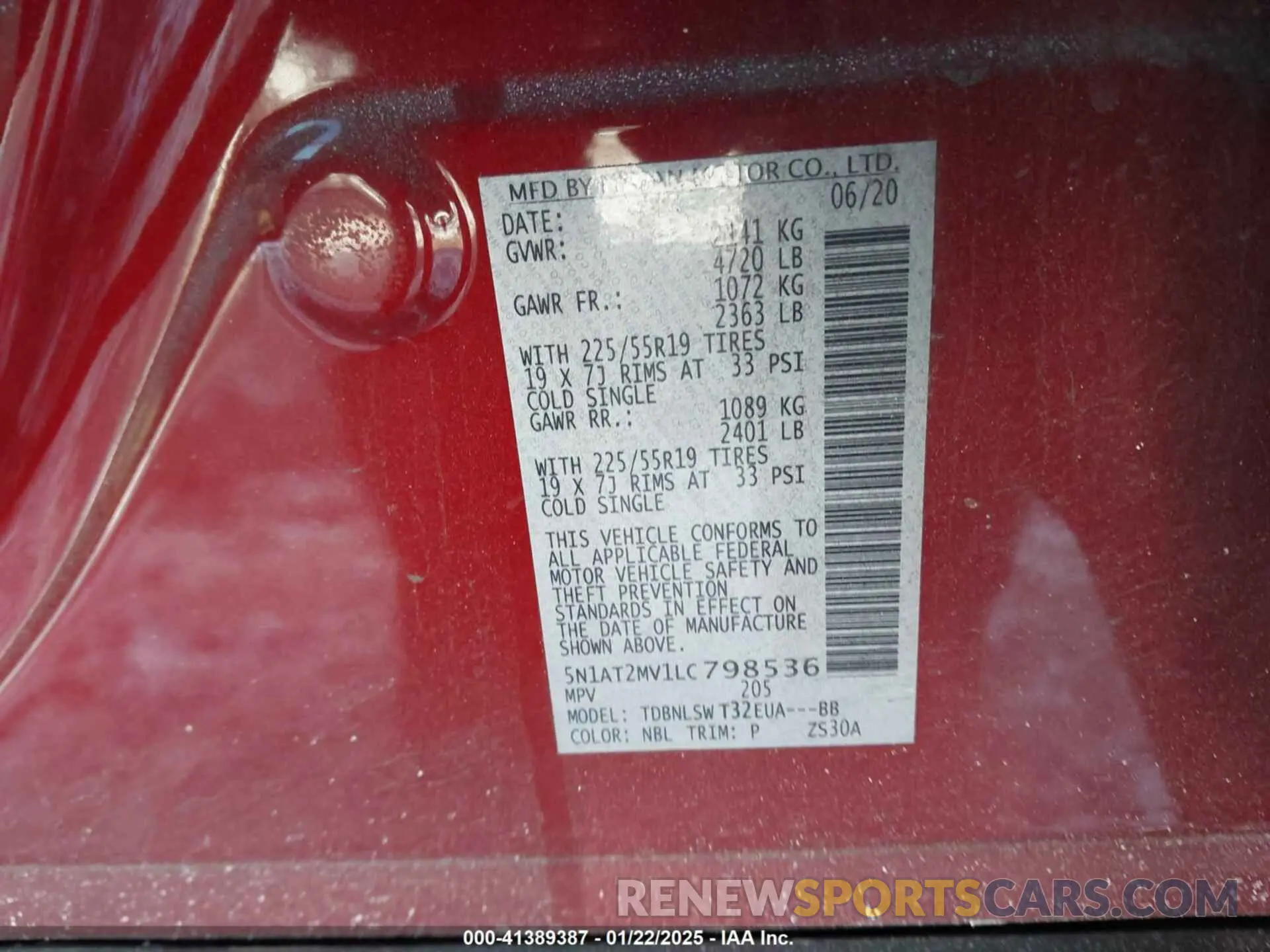 9 Photograph of a damaged car 5N1AT2MV1LC798536 NISSAN ROGUE 2020