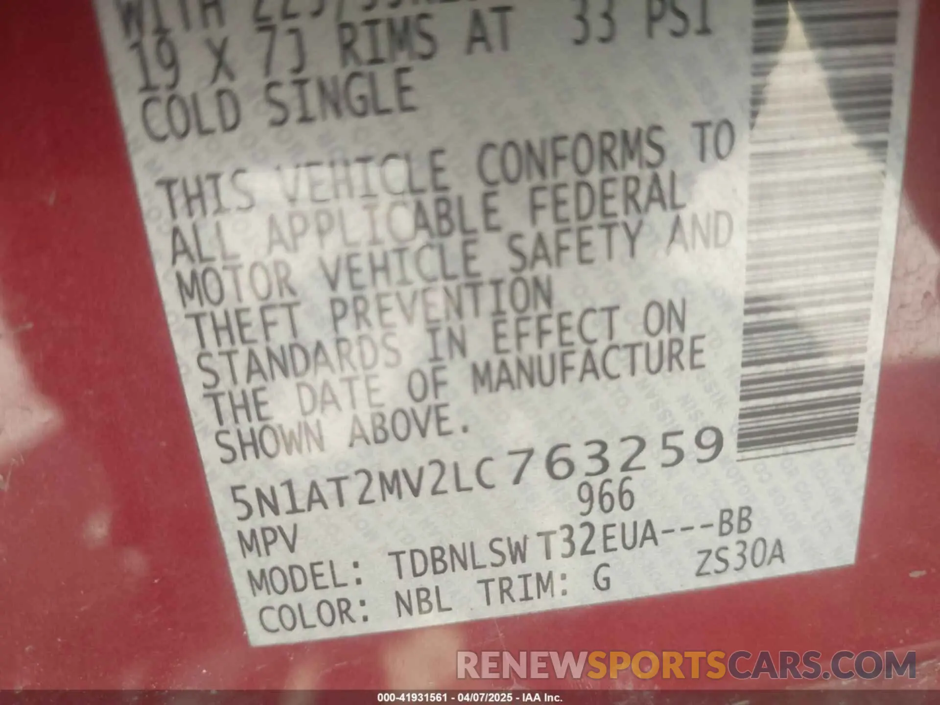 9 Photograph of a damaged car 5N1AT2MV2LC763259 NISSAN ROGUE 2020